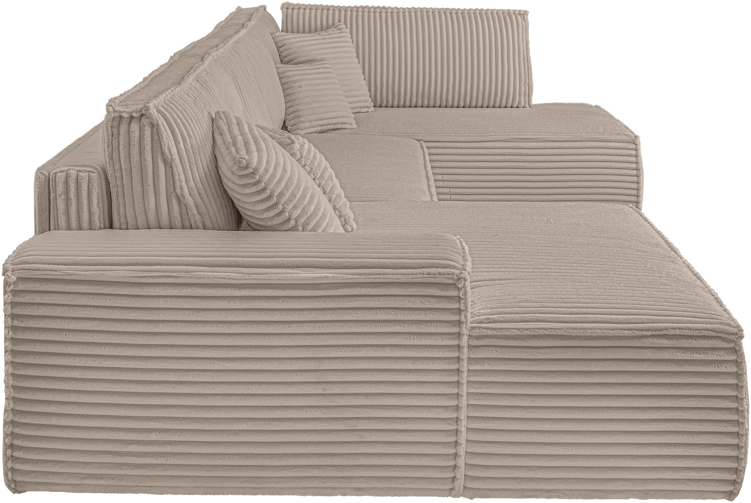 GOODproduct Wohnlandschaft »FINNLEY  Cord U-Form XXL 329 cm - OTTO. Verlässliche Qualität.« Schlafsofa, Bettkasten, in Bouclé, Struktur fein und Mega Cord