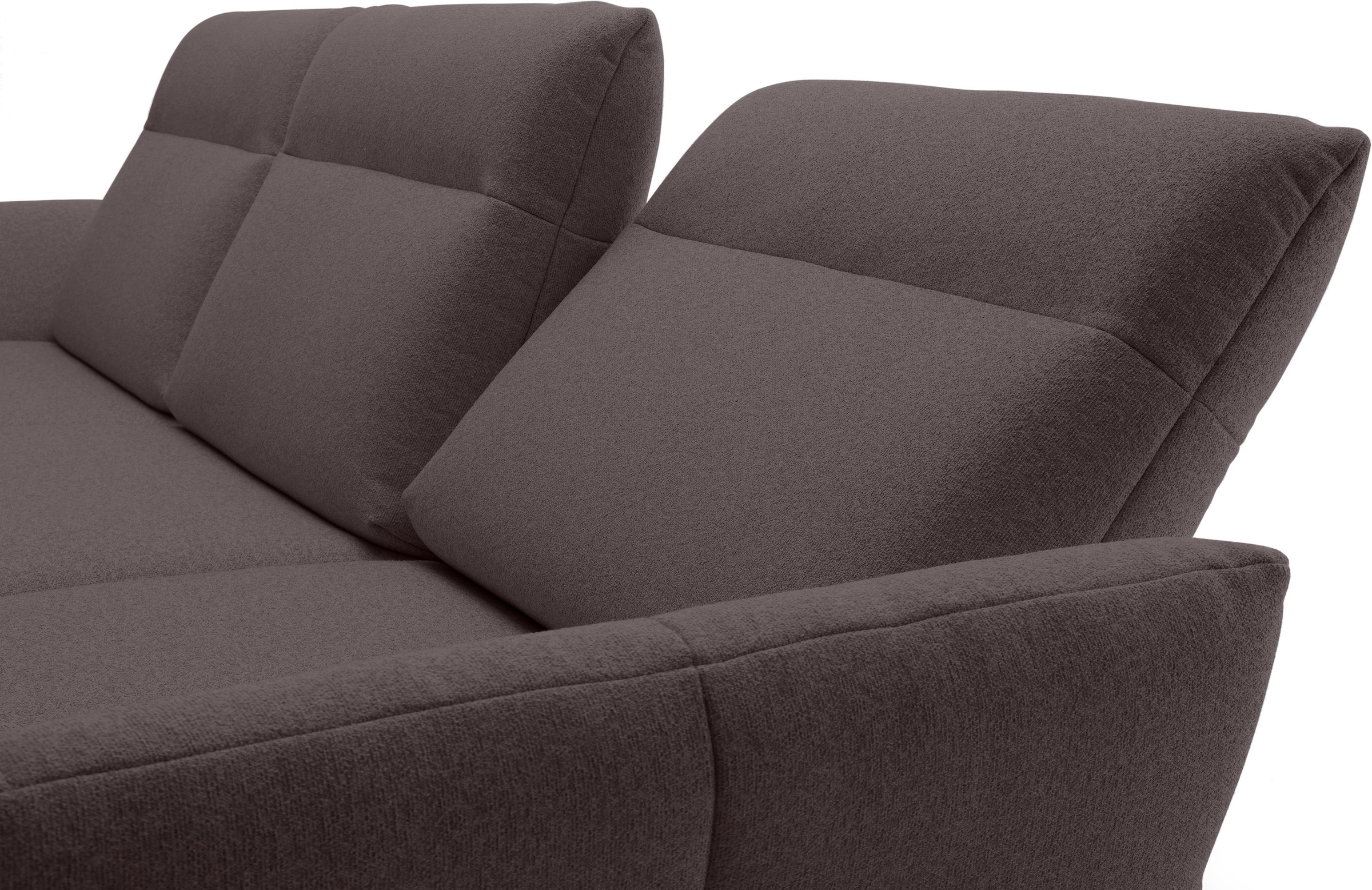 Creation BY ROLF BENZ Canapé d'angle »CR.460 Designsofa mit verstellbarer Rückenlehne, hochwertig & bequem« socle en chêne, pieds en aluminium moulé gris ombre, largeur 298 cm