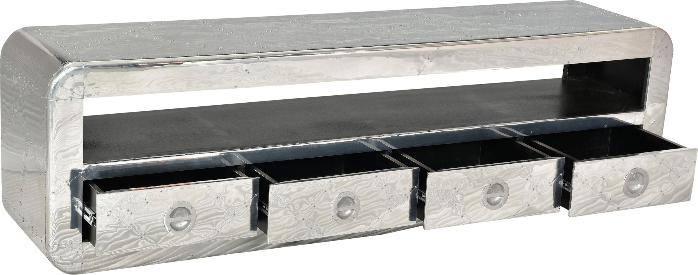 SIT Lowboard »Oamaru aus Mangoholz mit 4 Schubladen & offenem Fach« Futuristischer Aluminium-Look mit dekorativen Zierschrauben