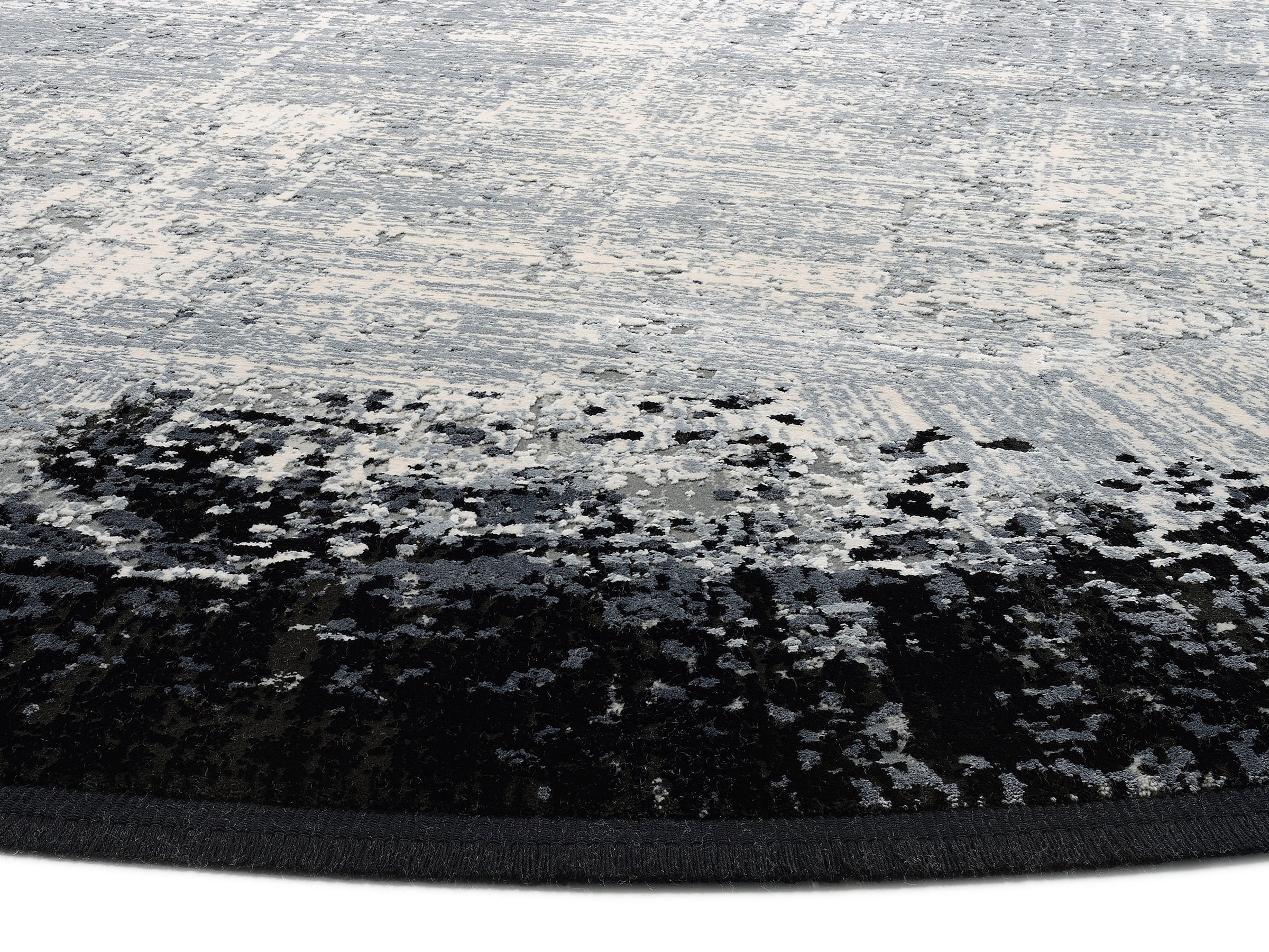 WK WOHNEN Teppich »BORDER« rund 8 mm Höhe hochwertiger Viskoseanteil, samtweiche Oberfläche mit 3 D Effekt