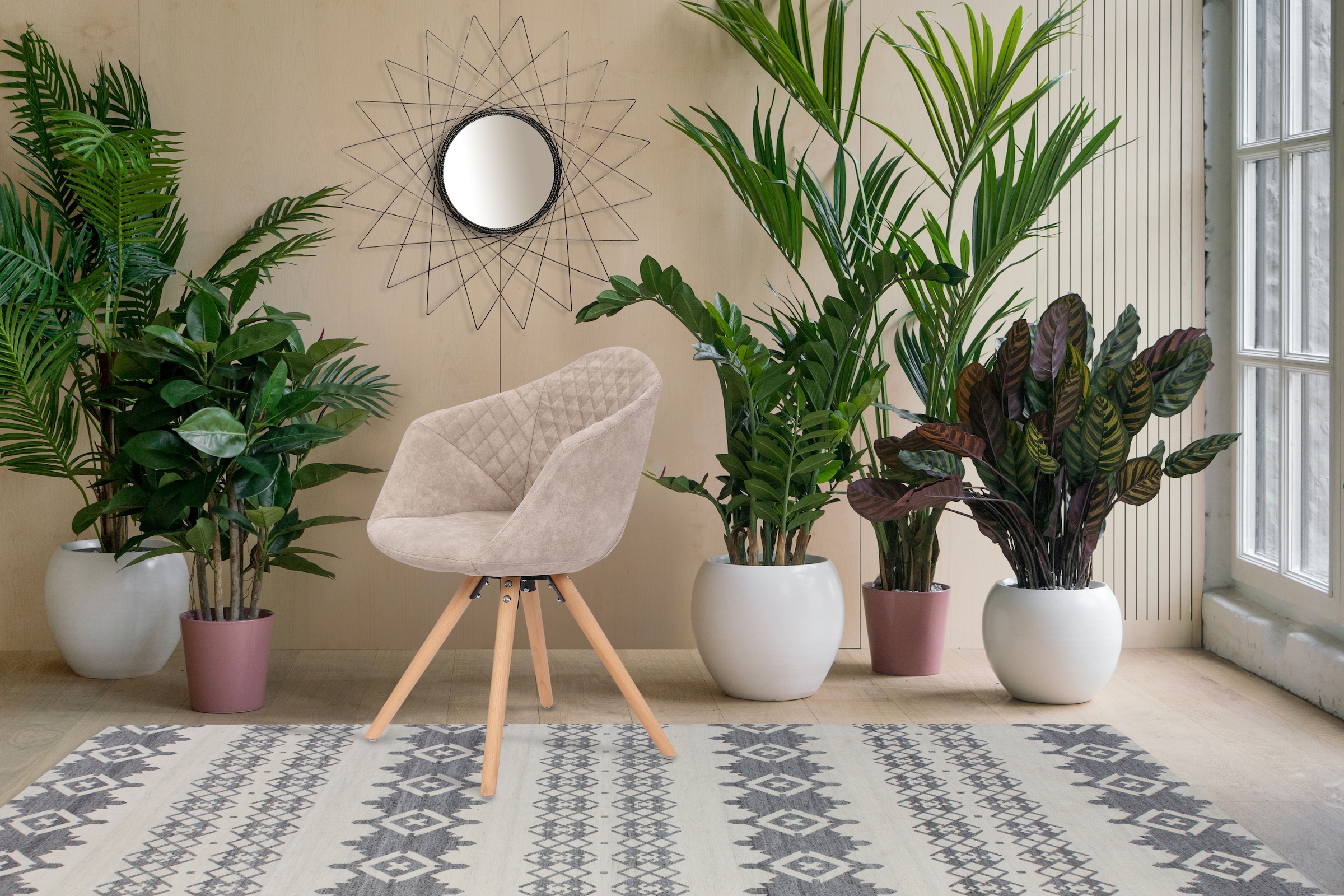 Kayoom Chaise rembourrée »Stuhl Chadwick 110 2er-Set, stilvolles Design, in Naturfarben gehalten« (Set) 2 cuisbequem, Holzbeine, weich gepolstert, stilvolles Design