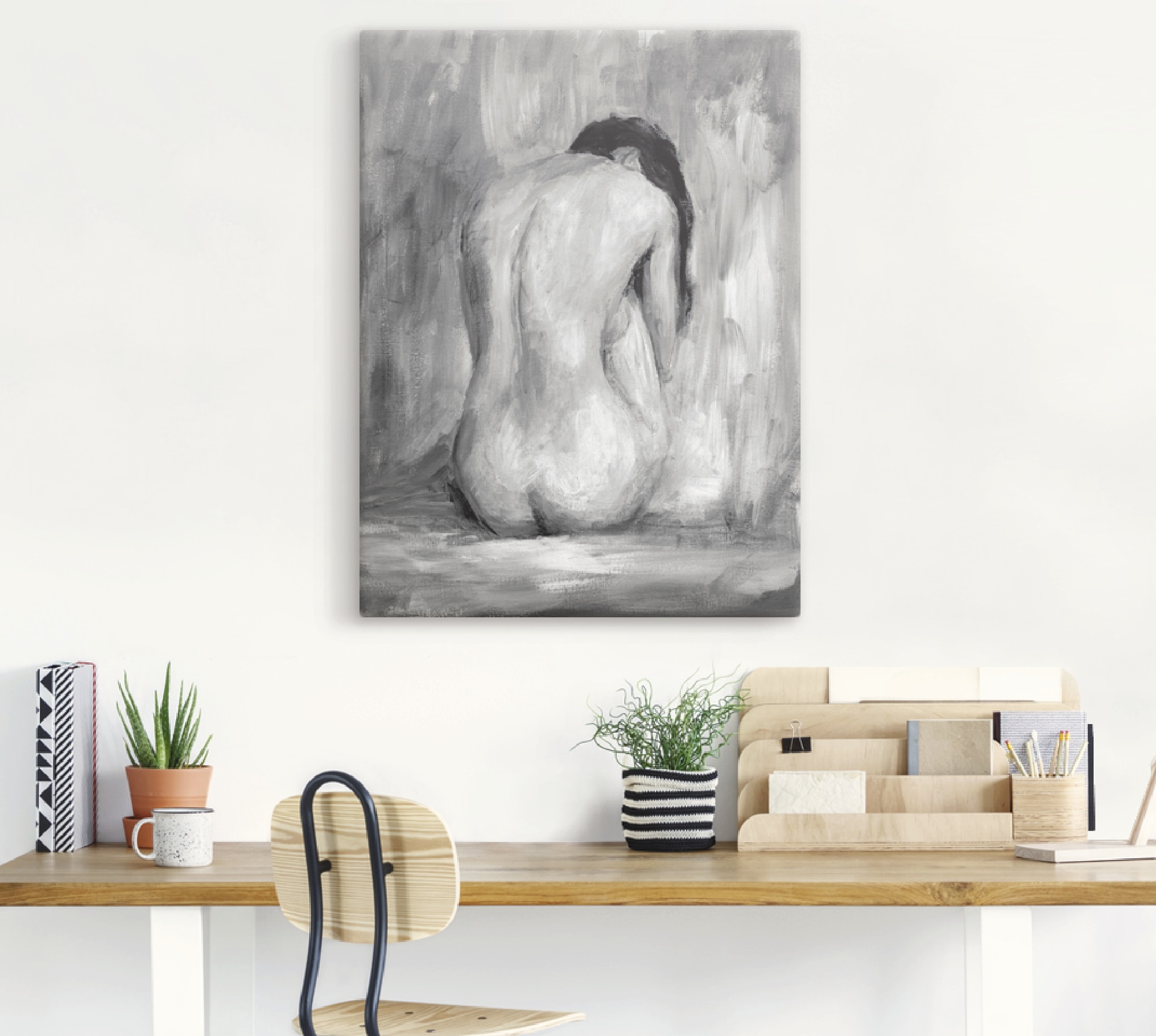 Artland Leinwandbild »Figur in schwarz & weiss II« Frau 1 Stk. tlg. auf Holzrahmen gespannt