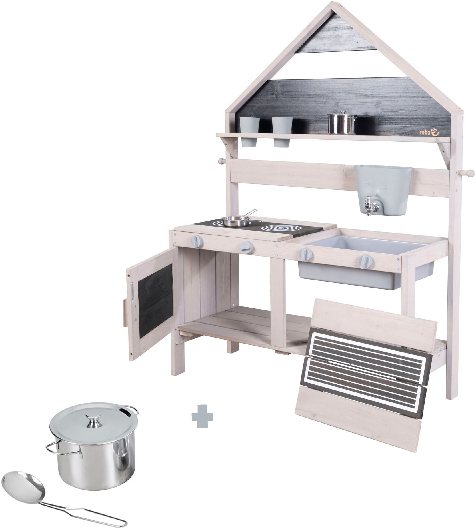 roba® Outdoor-Spielküche »Matschküche in Haus-Optik, grau lasiert, aus Holz« FSC® - schützt Wald