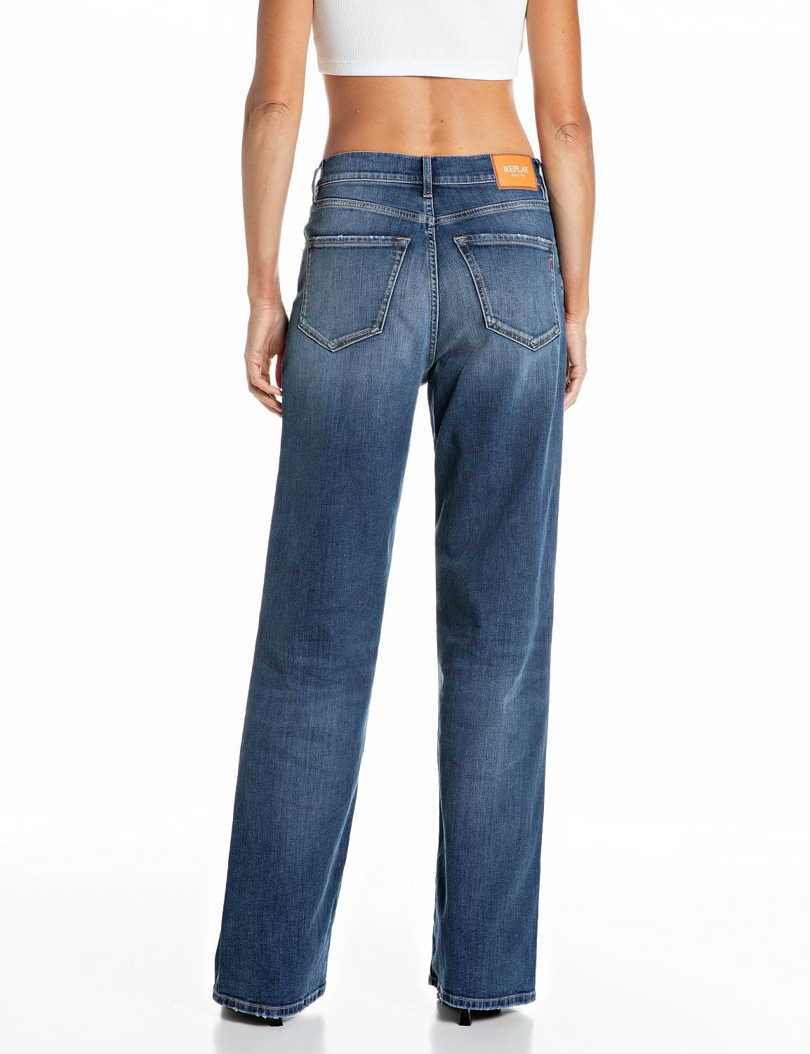 Replay Weite Jeans »Cary« Mid Rise, 5-Pocket-Form