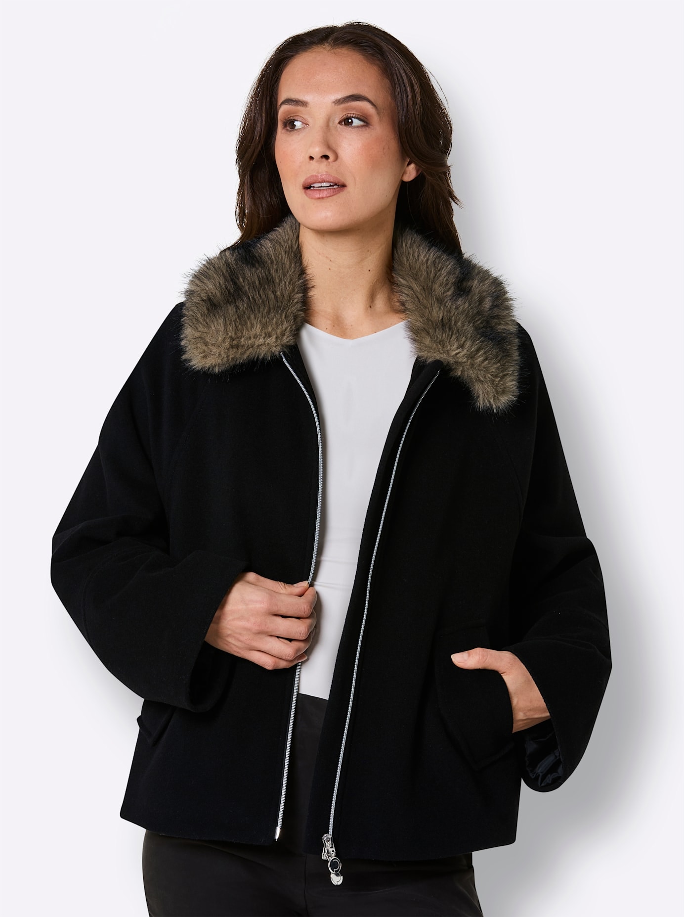 CREATION L PREMIUM Veste en laine ohne Kapuze