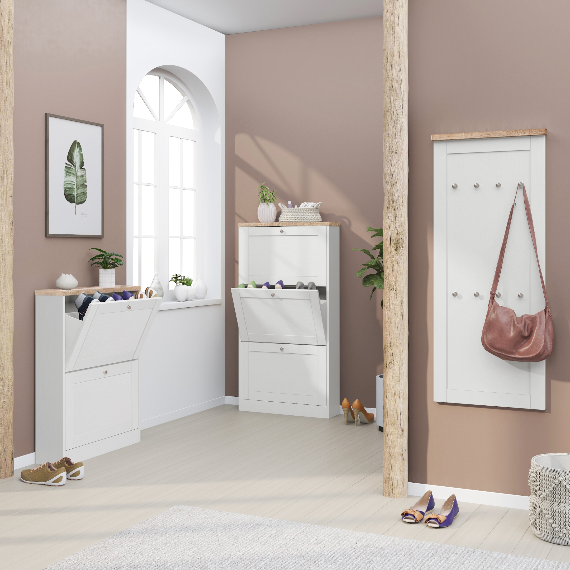 GOODproduct Armoire à chaussures »Heide« largeur 70 cm, avec 2 rabats et façade facettée, hauteur env. 90 cm