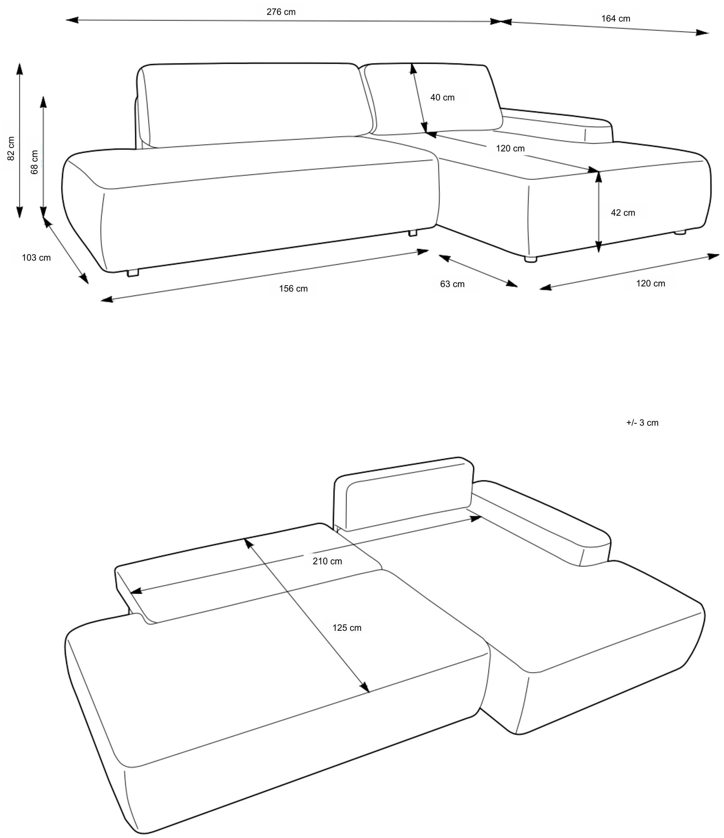 Home affaire Canapé d'angle »TORGE, Schlafsofa Cord, Samtvelours u. Strukur fein, Couch in L-Form« fonction couchage et coffre, surface de couchage : 210x125 cm, nouveau design