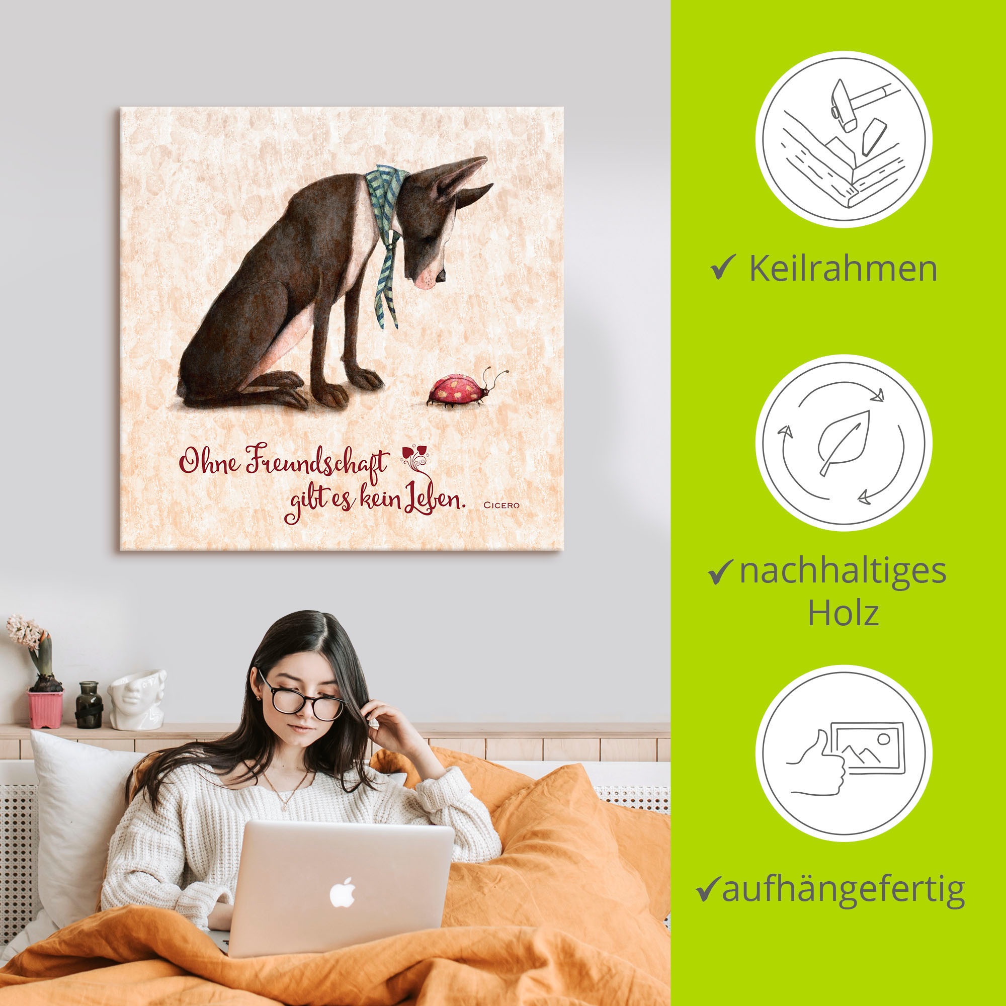 Artland Leinwandbild »Lebensweisheit Freundschaft« Tiere 1 Stk. tlg. als Alubild, Outdoorbild, Leinwandbild, Poster in verschied. Grössen