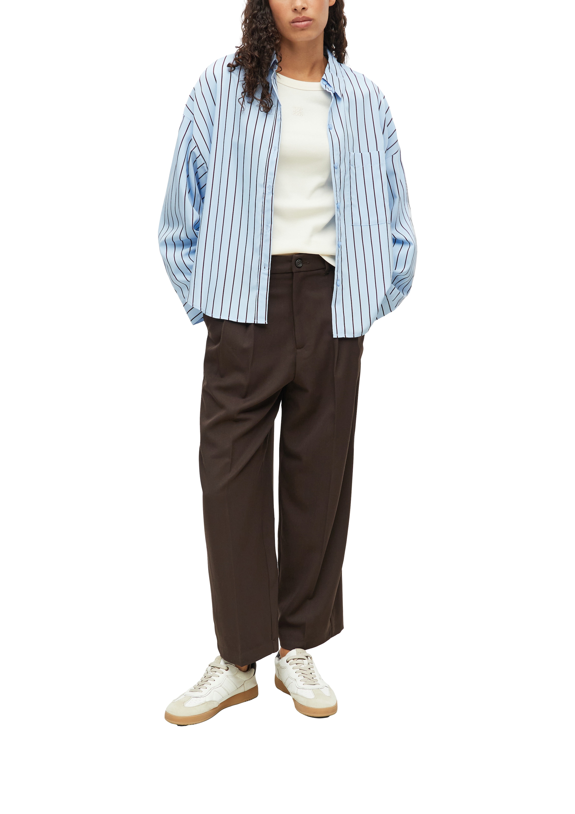 s.Oliver Blouse à manches longues mit feinen Streifen / Viskosemix