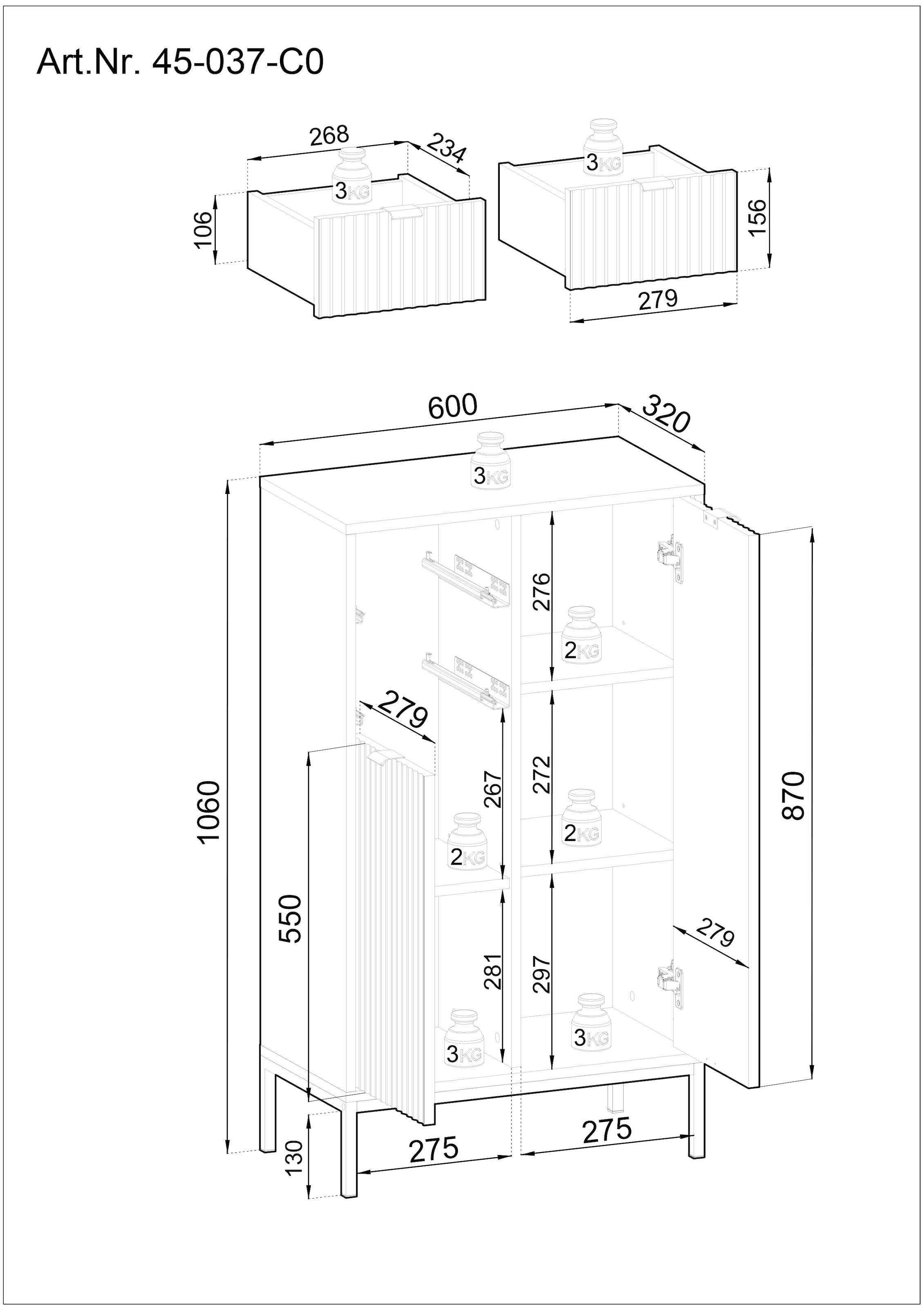 BASIC by Balculina Midischrank »Lucera Midischrank, Badezimmerschrank BxHxT 60x106x32« 1 Stk. tlg. Breite 60 cm, Tür L/R montierbar