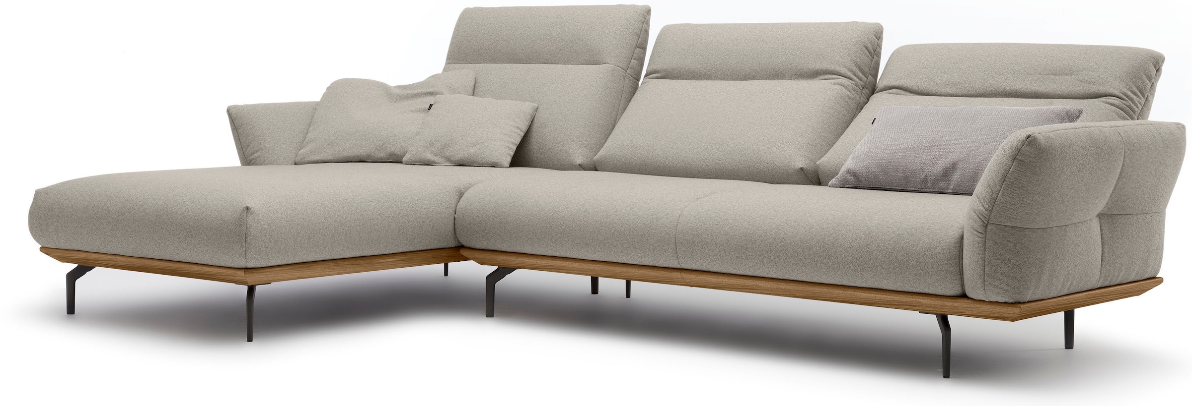 Creation BY ROLF BENZ Canapé d'angle »CR.460 Design-Sofa der Extraklasse, verstellbare Rückenlehne, L-Form« socle en noyer, pieds d'angle en gris ombre, largeur 318 cm