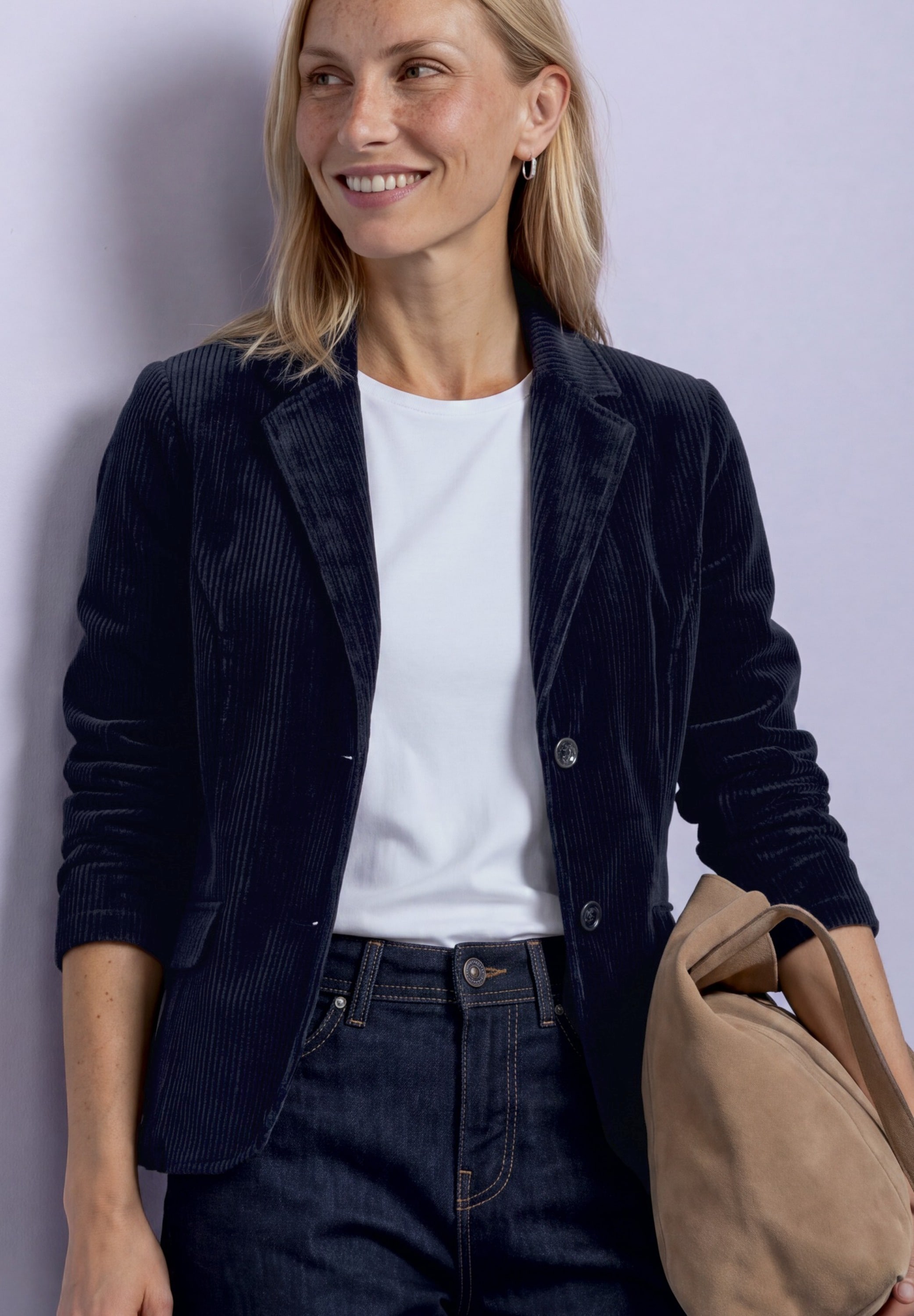 STREET ONE Veste blazer velours côtelé avec col à revers et boutons