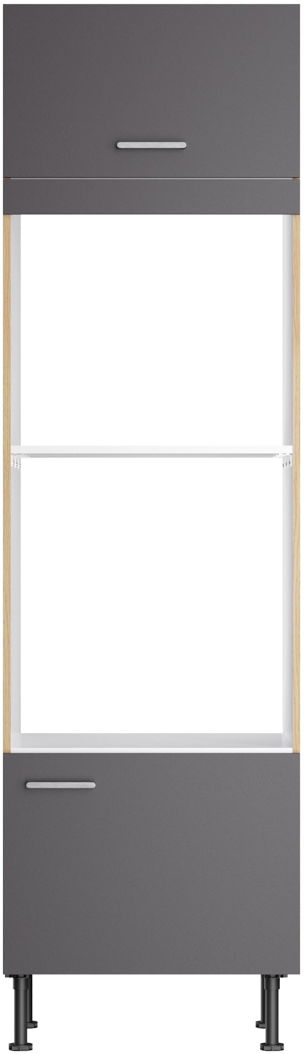 KOCHSTATION Mikrowellenumbauschrank »KS-Lucy« Breite 60 cm, mit 1 Tür, 1 Klappe, Soft-Close, höhenverstellbare Füsse