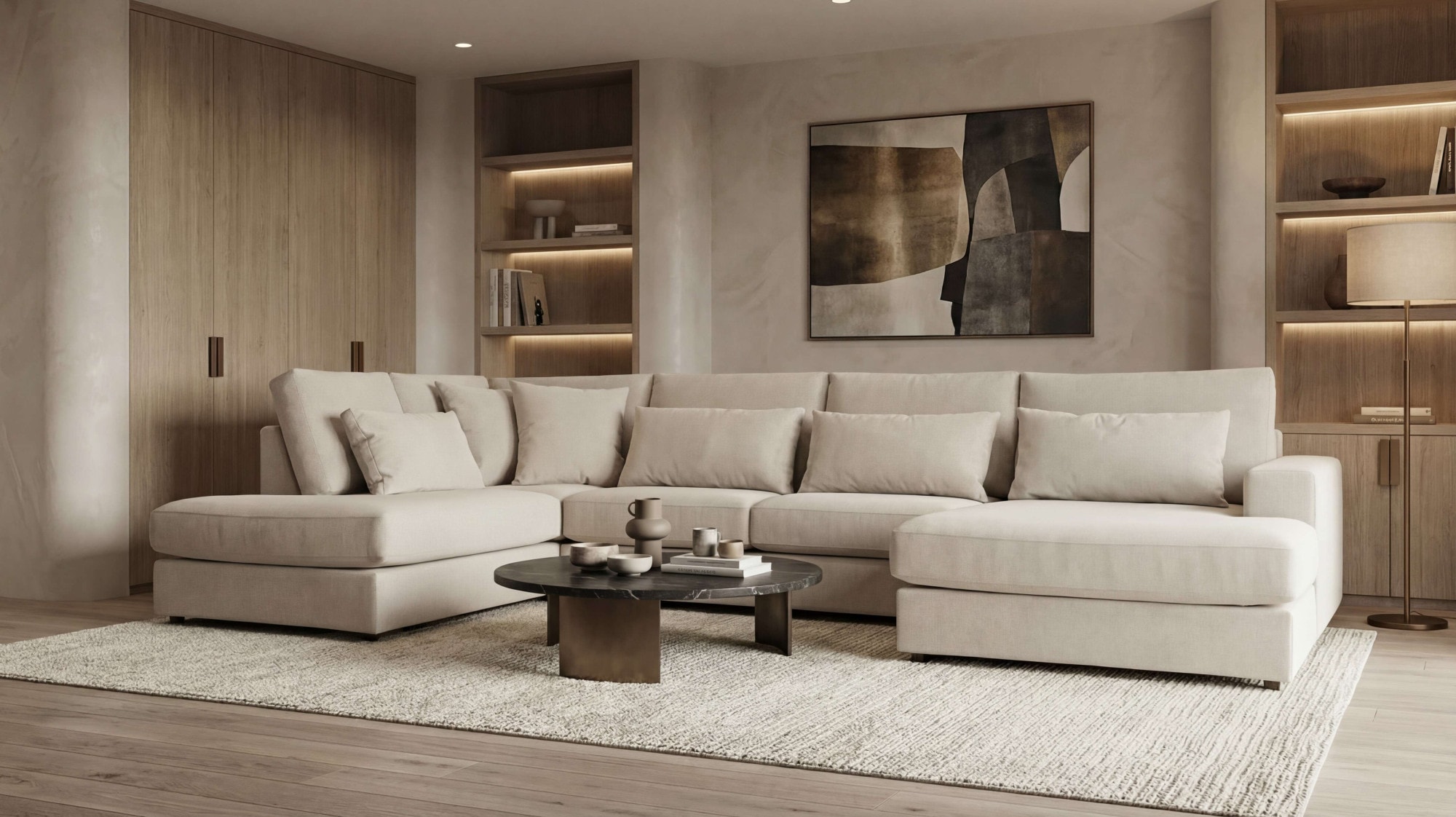 GOODproduct Paysage de salon »Nivette, weiches Chenille« Breite 386 cm, U-Form, bodentief, 6 Zierkissen inkl.