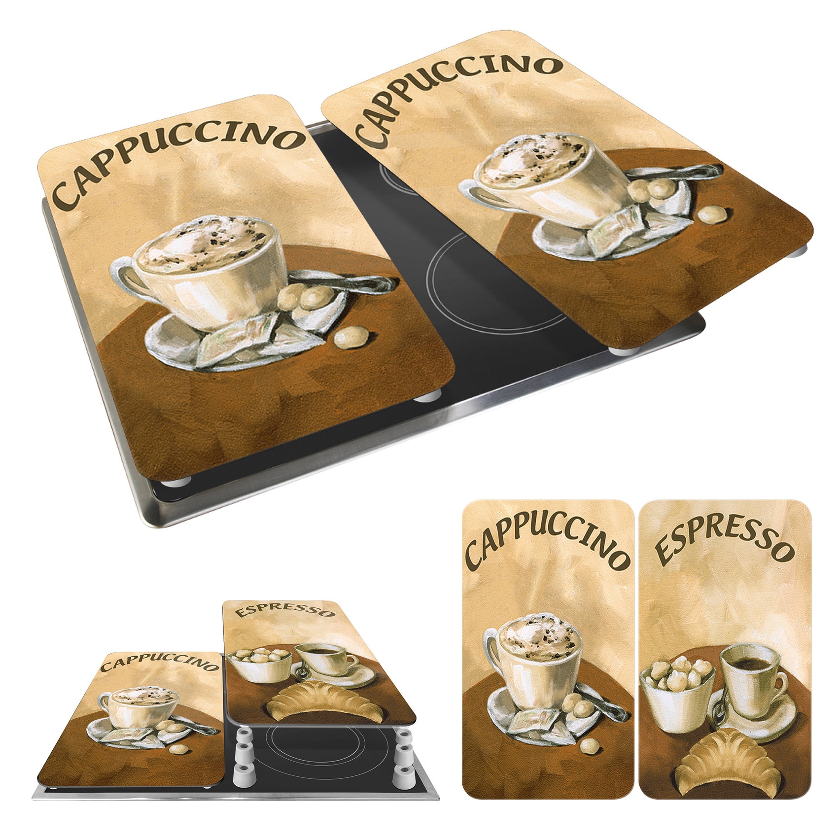 WENKO Herd-Abdeckplatte »Universal Modell Kaffee« Herdabdeckung für alle Herdarten, kratzfest, mit rutschfesten Füssen