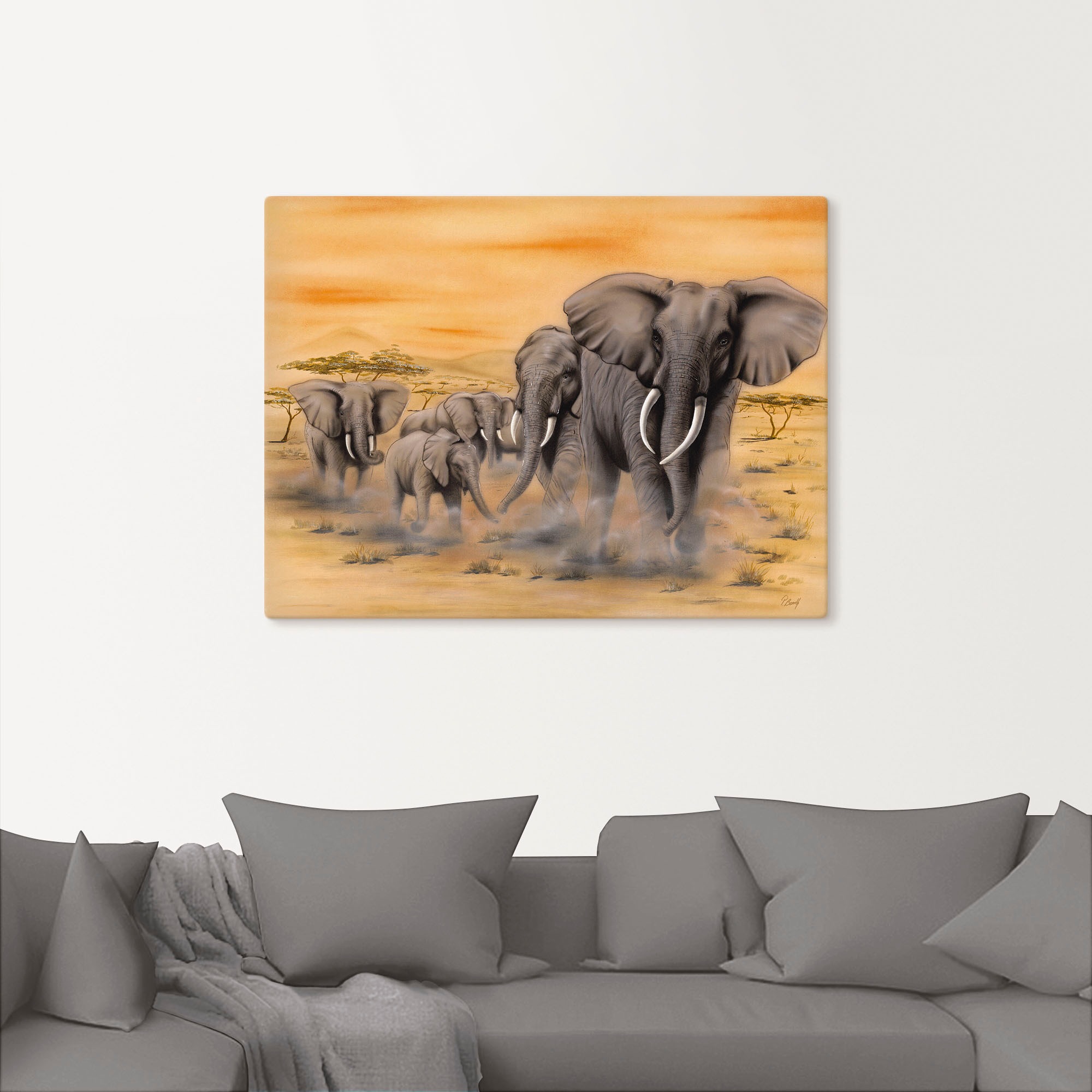 Artland Leinwandbild »Steppenelefanten« Elefanten Bilder 1 Stk. tlg. auf Holzrahmen gespannt