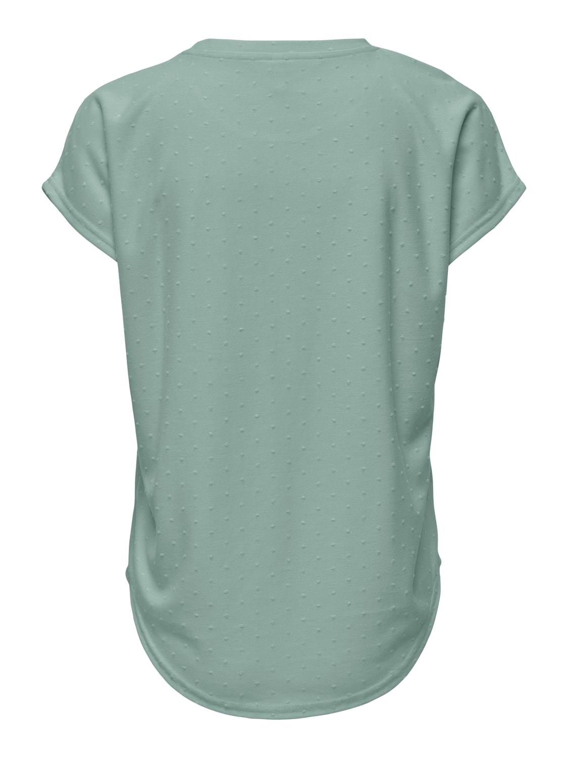 ONLY Kurzarmshirt »ONLMOLLY S/S O-NECK DOBBY TOP JRS« Materialmix, regular fit, Rundhals