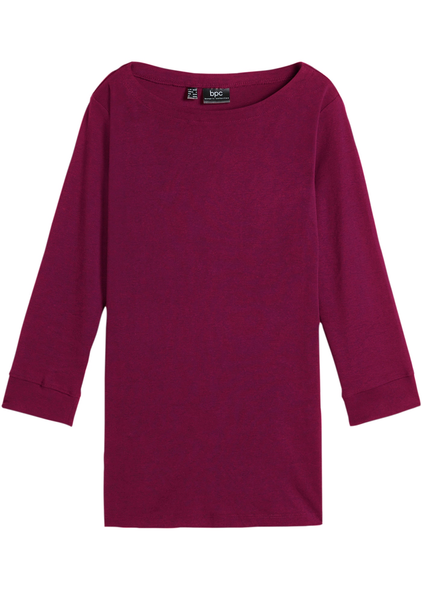 bonprix Langarmshirt mit 3/4-Arm und U-Boot-Ausschnitt