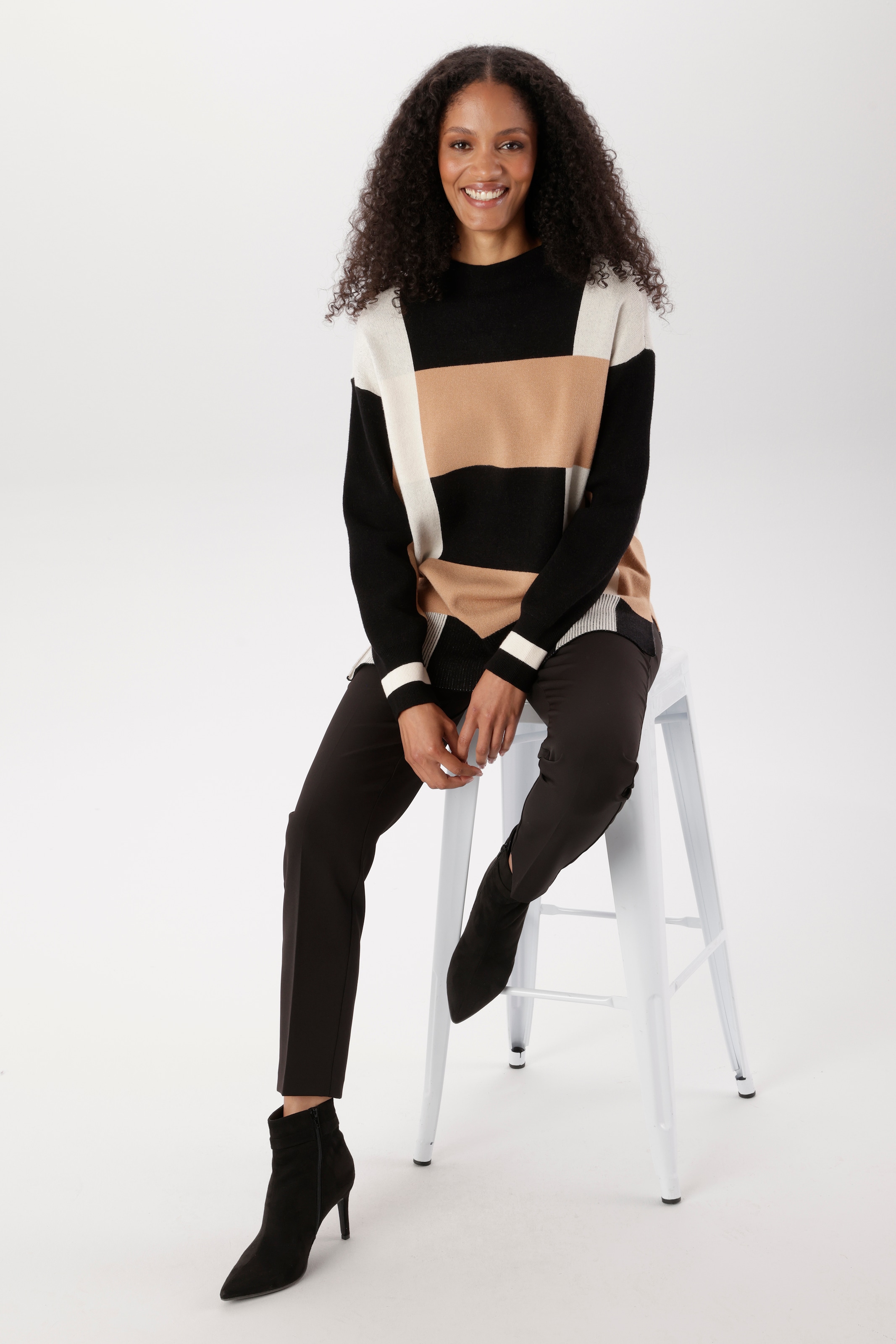 Aniston SELECTED Strickpullover in trendstarker Color-Blocking-Optik allover - NEUE KOLLEKTION