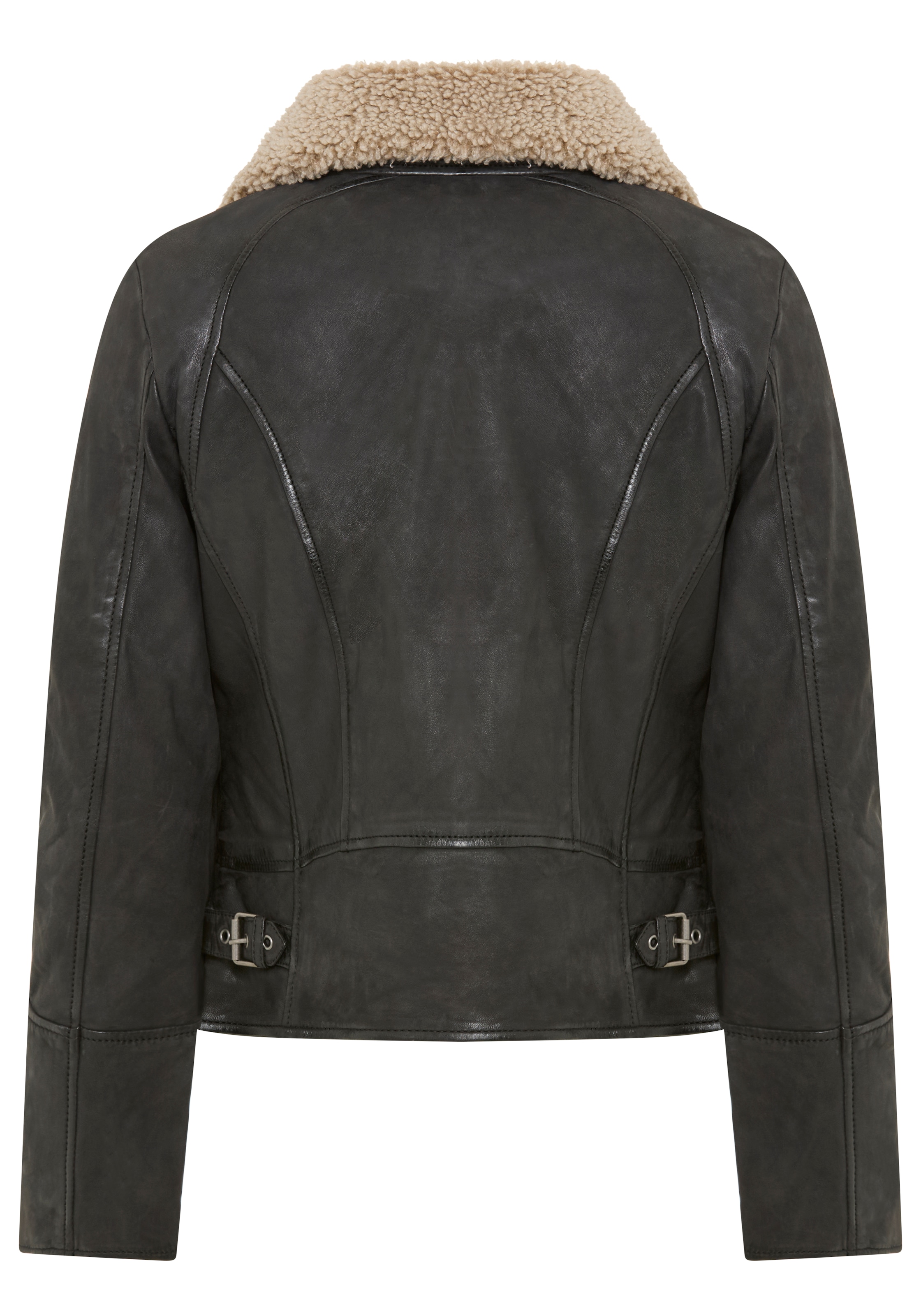 Mauritius Lederjacke »MWNaedda« mit hochschliessendem Kragen mit Teddyplüschbesatz - wärmend