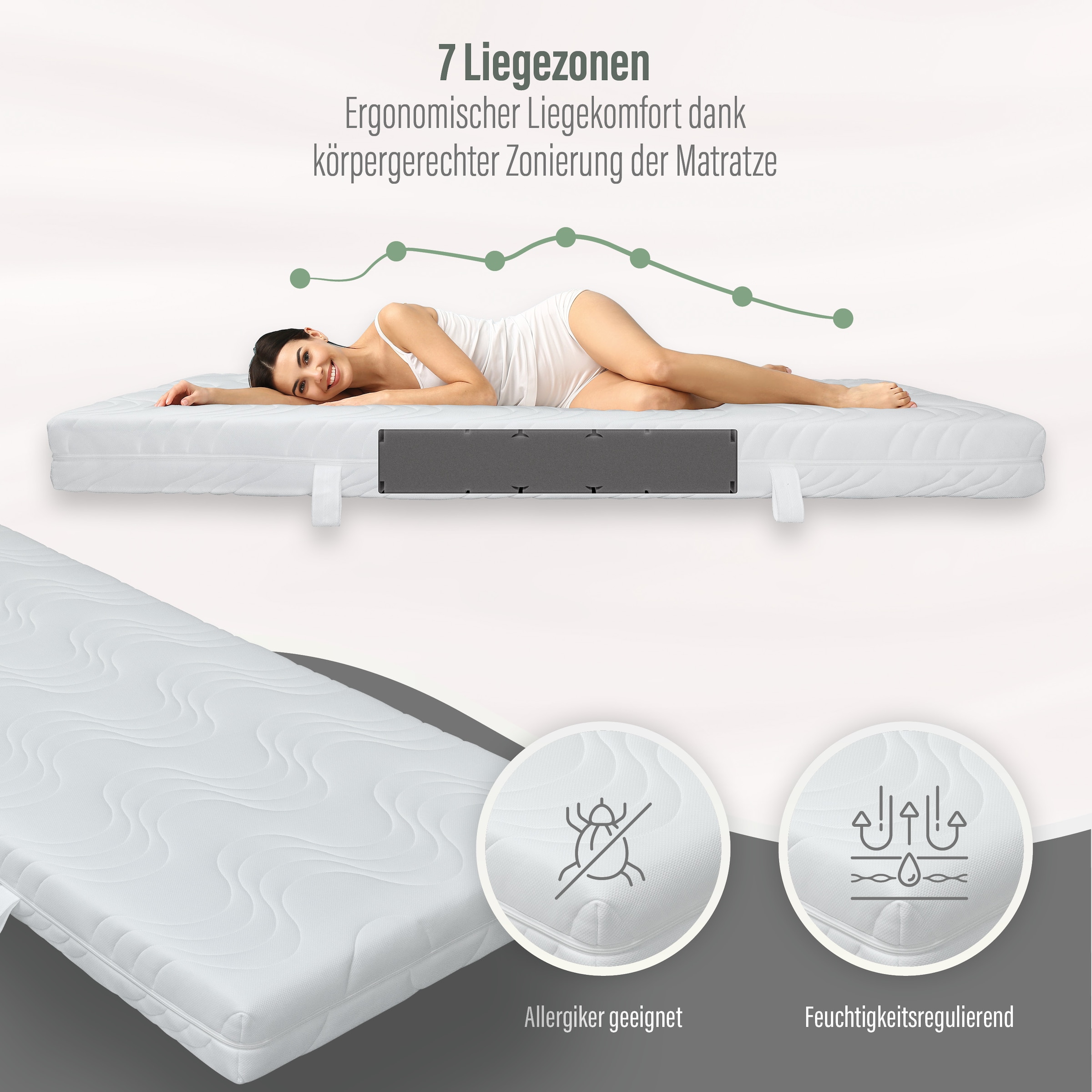 Beco Komfortschaummatratze »Marissa, 7 Zonen Matratze 90x200, 140x200 cm & weitere Grössen« 18 cm hoch Raumgewicht: 30 kg/m³ 1 Stk. tlg. ergonomischer Schlaf , getestet in 90x200, H3, Ausgabe 10/2025