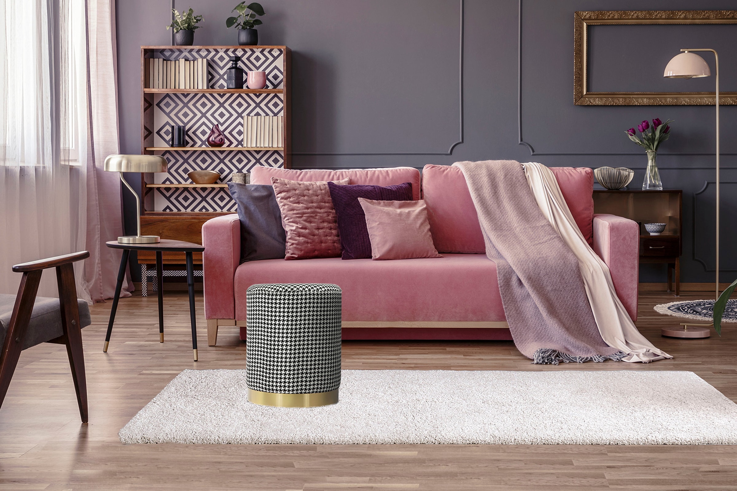 Kayoom Sitzhocker »Hocker Nona 525, Polster- und Sitzhocker, stillvoll und flauschig« 1 Stk. tlg. komfortabel, vielseitig einsetzbar, supersofte Haptik