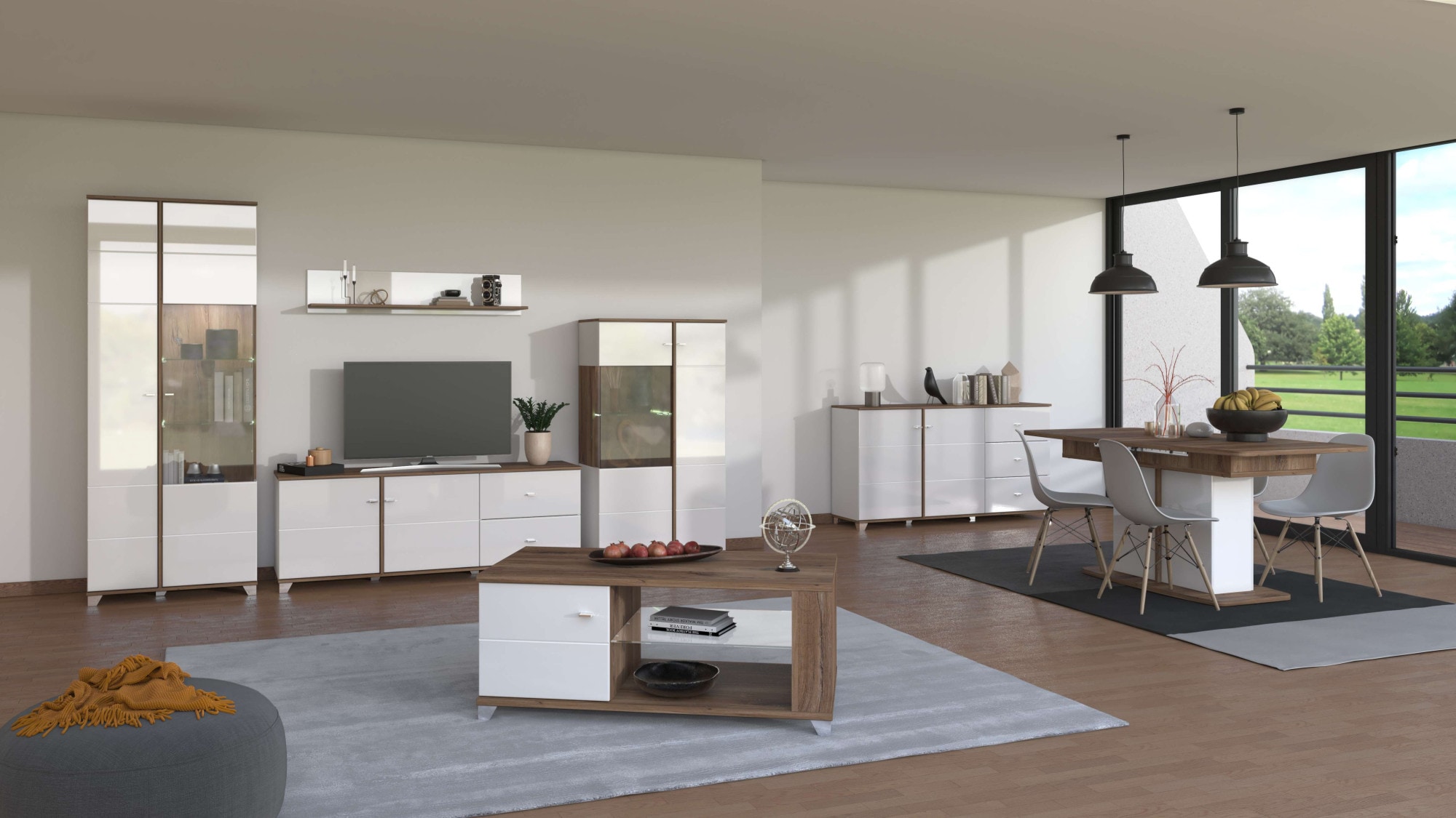 INOSIGN Commode »Burgundy Sideboard, Schubladenschrank, mit viel Stauraum« Hochglanzfronten und eine Innenausstattung in Flagstaff Eiche