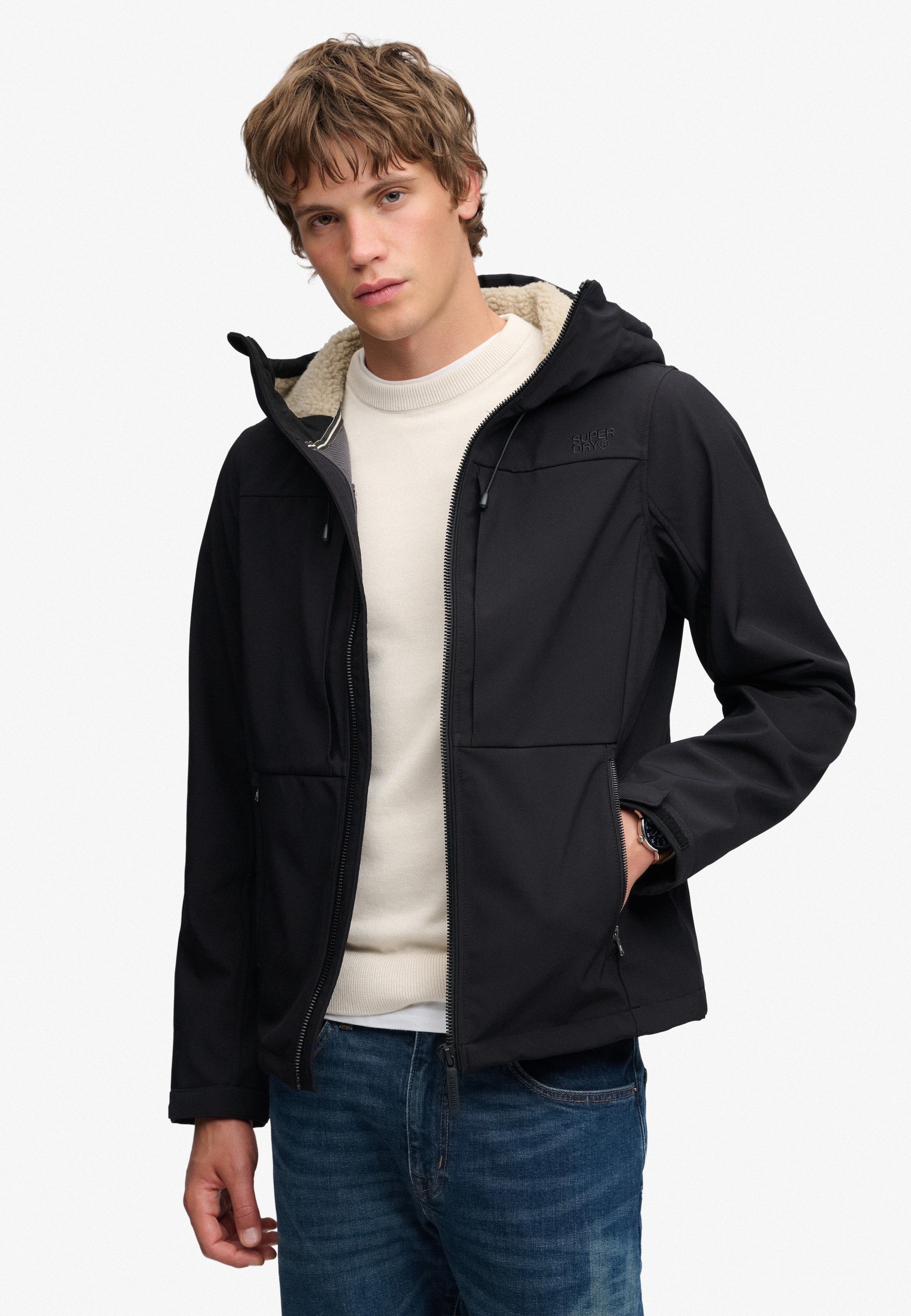 Superdry Veste d'extérieur »HOOD BORG TREKKER JKT« avec capuche mélange de matières, coupe décontractée
