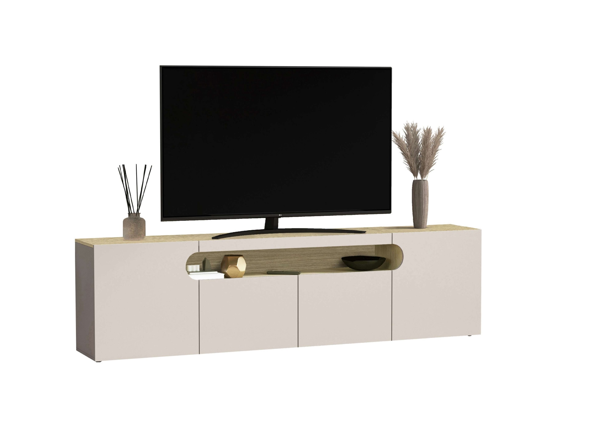 GOODproduct Lowboard »REAL,Lowboard,TV-Kommode,TV-Möbel,TV-Bank« 1 Stk. tlg. Mit 4 Türen, davon 2 abgerundet, die ein ovales offenes Fach bilden