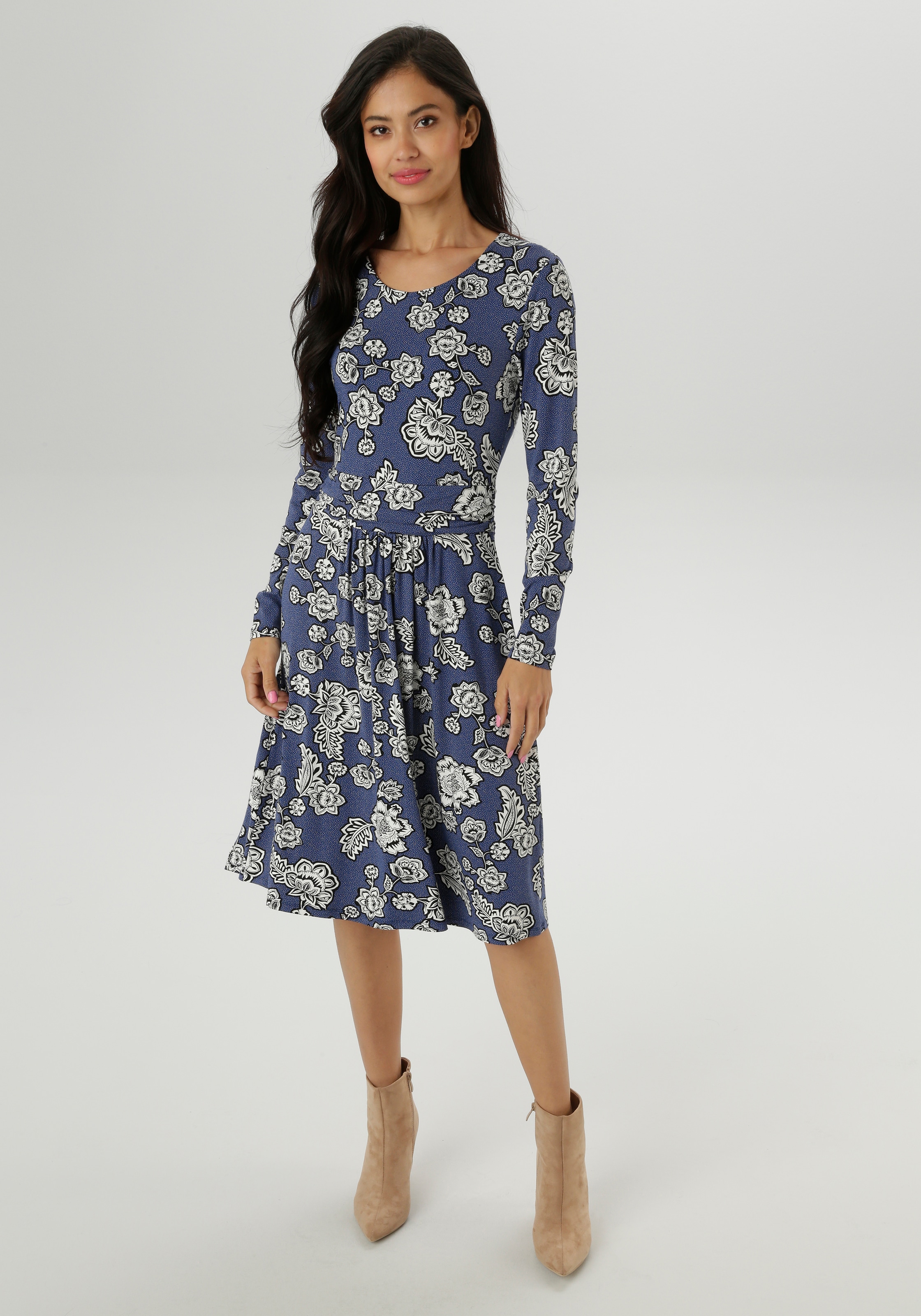 Aniston SELECTED Jerseykleid mit abstrakter Blüten- und Blättermusterung