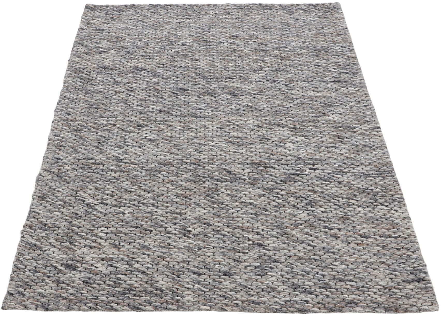 carpetfine Tapis en laine »Sina ,   auch als Läufer« Rectangulaire 14 mm Höhe Handweb Teppich, reine Wolle, meliert, handgewebt, weich & kuschelig