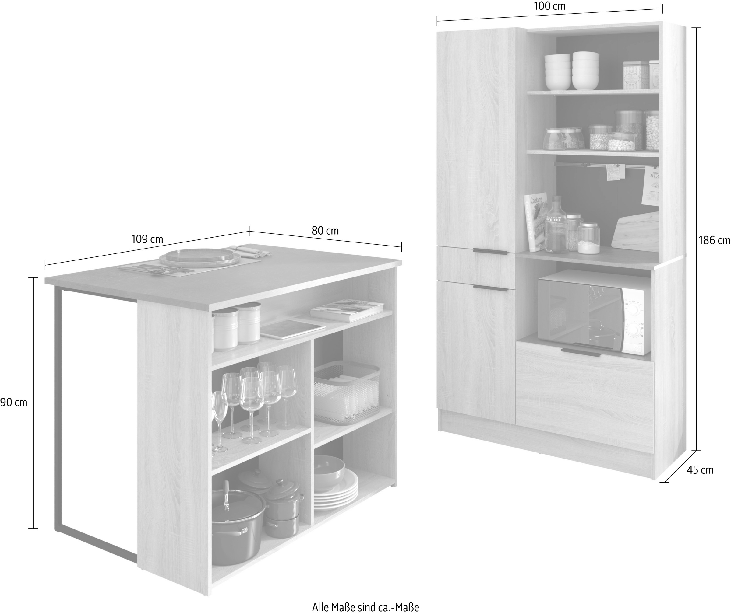 Parisot Set d'armoires »Fumay, Individuell stellbar« Ensemble, 2 cuis tlg.