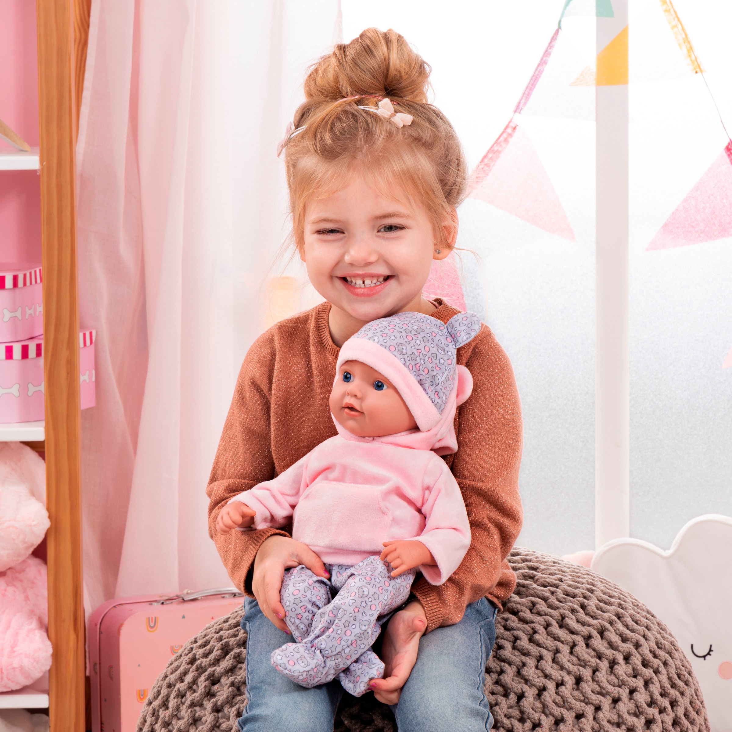 Bayer Poupée bébé »Reborn Baby, 38 cm Bärenmuster«