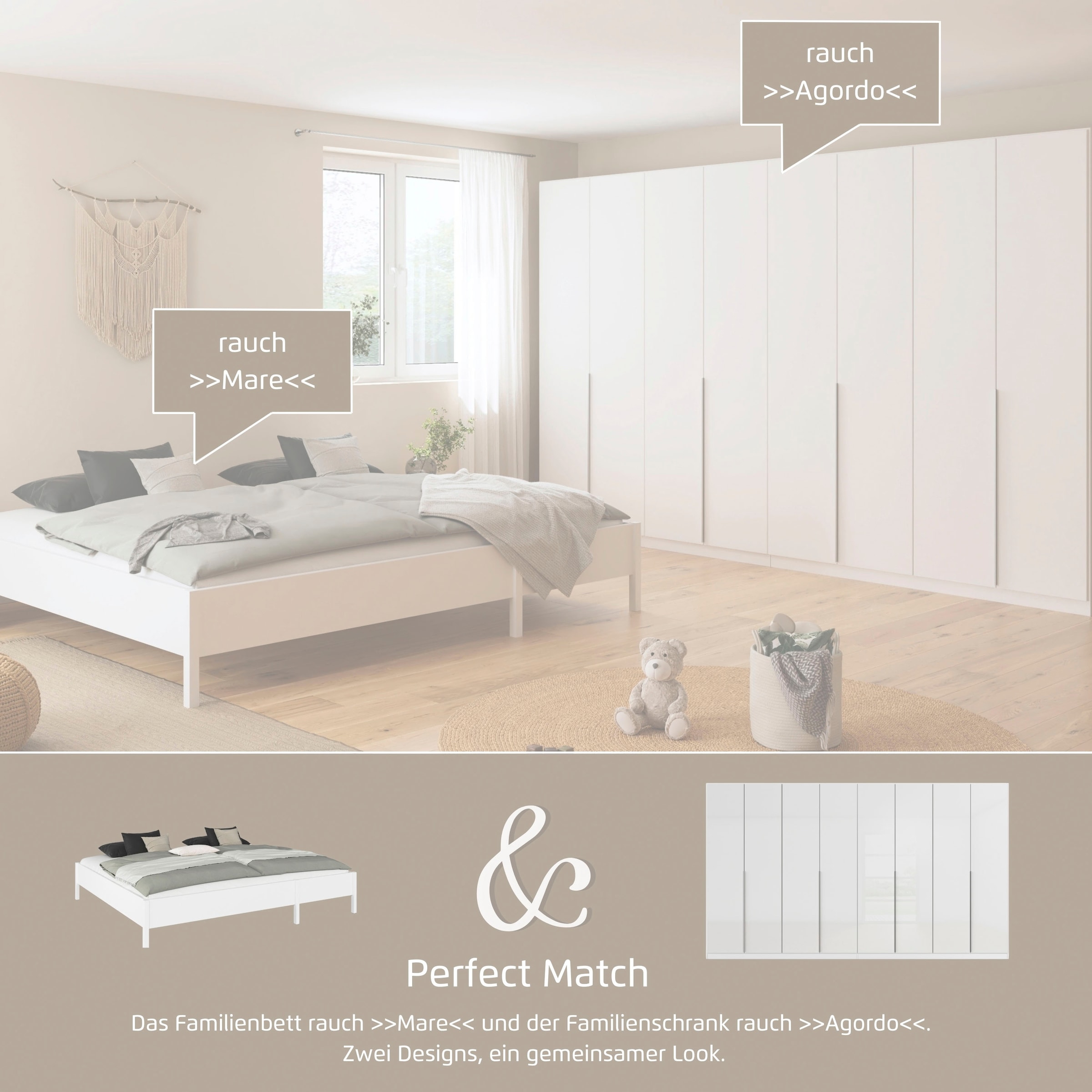 rauch Lit »Familienbett XXL Familiengrösse Ehebett Doppelbett umbaubar« Possibilité flexible de transformation en lits simples,  240x200 cm et 270x200 cm - avec ou sans tête de lit MADE IN GERMANY