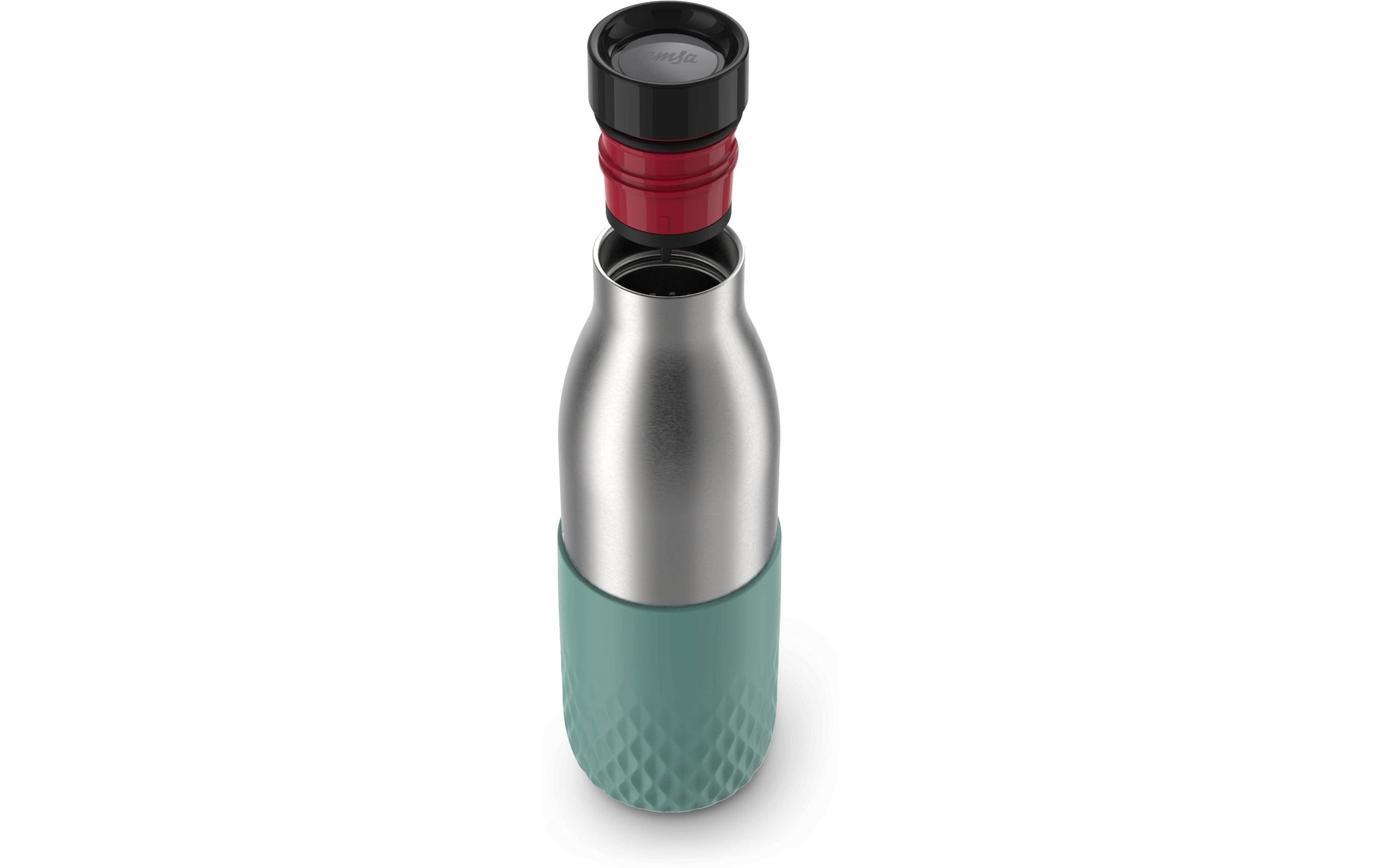 Emsa Trinkflasche »Bludrop Sleeve« Edelstahl/Silikon, Quick-Press, 12h warm/24h kühl
