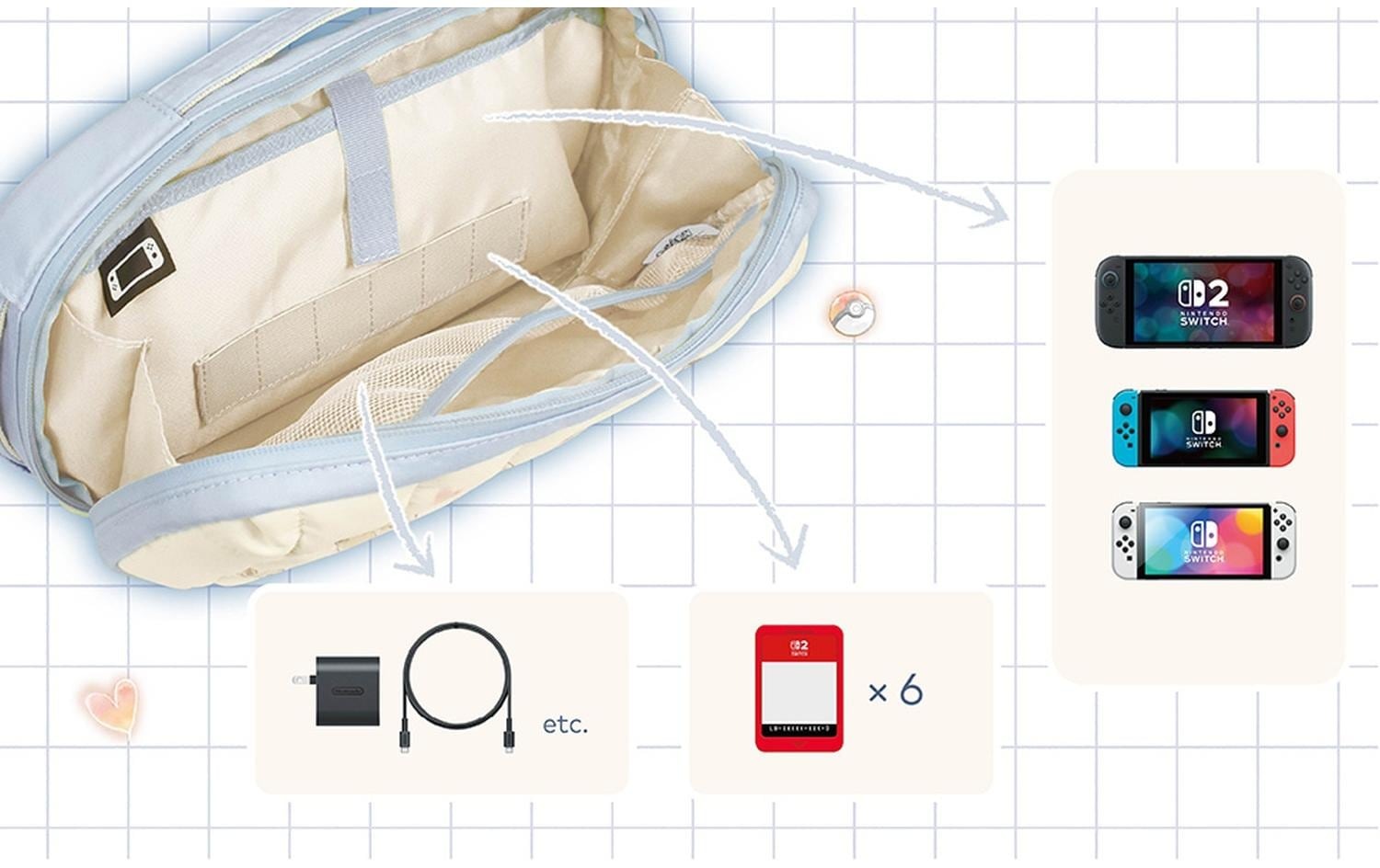 Hori Spielekonsolen-Tasche »Nintendo Switch 2 Tasche Evoli Quilted«