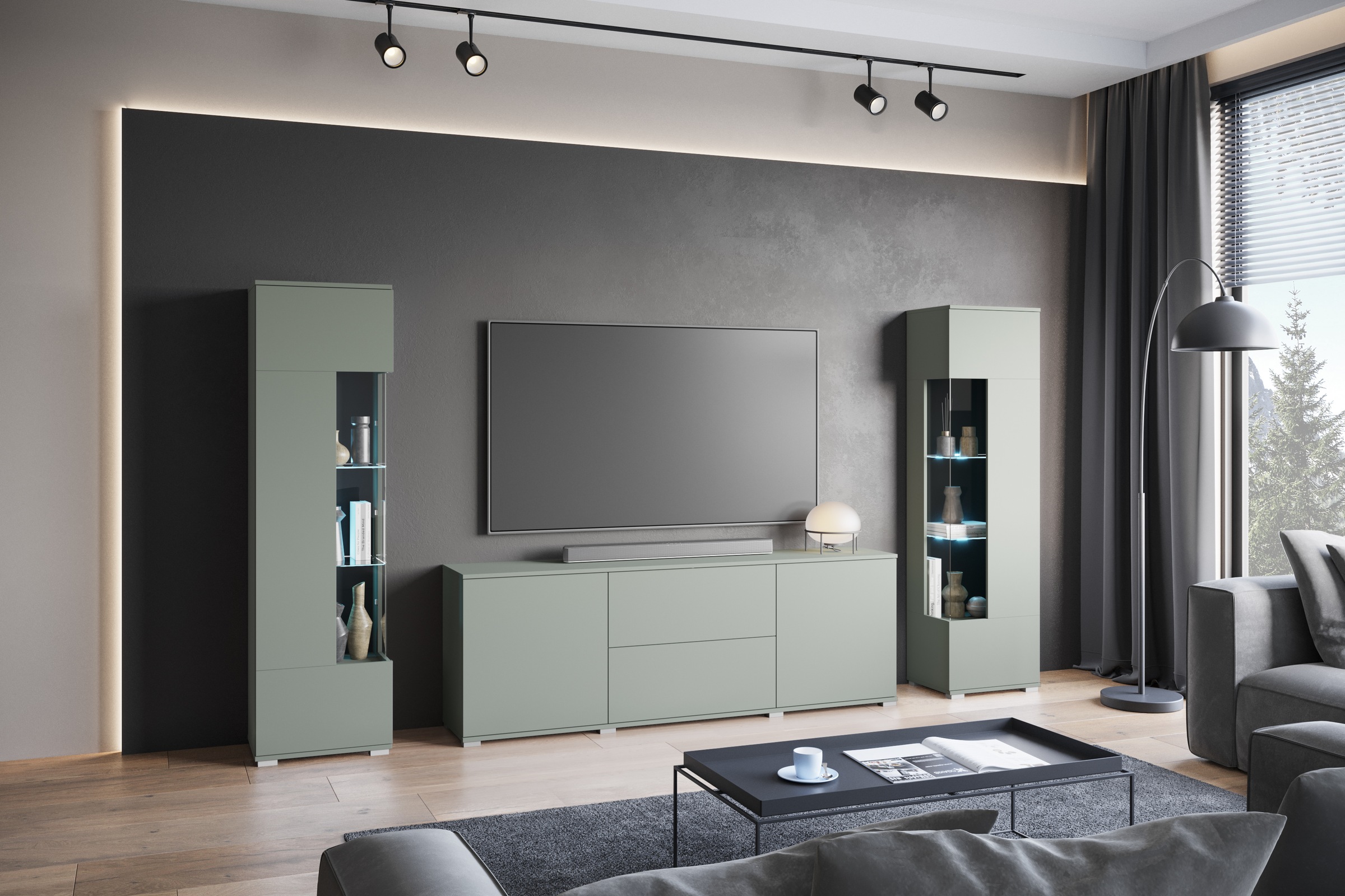 GOODproduct Wohnwand »KENIA« Komplett-Set, 3 Stk. tlg.