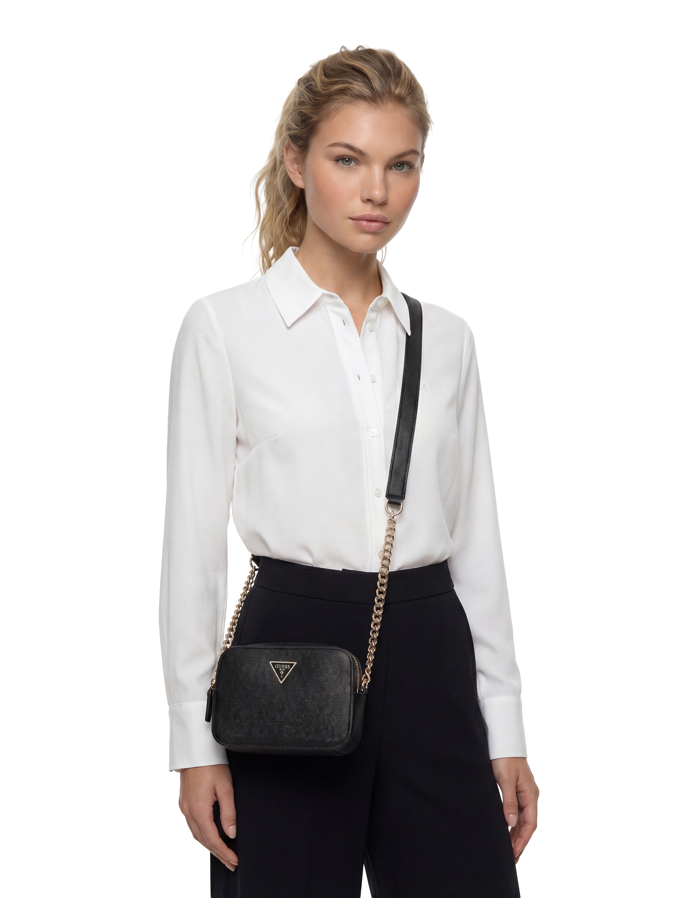 Guess Umhängetasche »NOELLE II CROSSBODY CAMERA« Handtasche, Abendtasche, Schultertasche mit Umhängekette