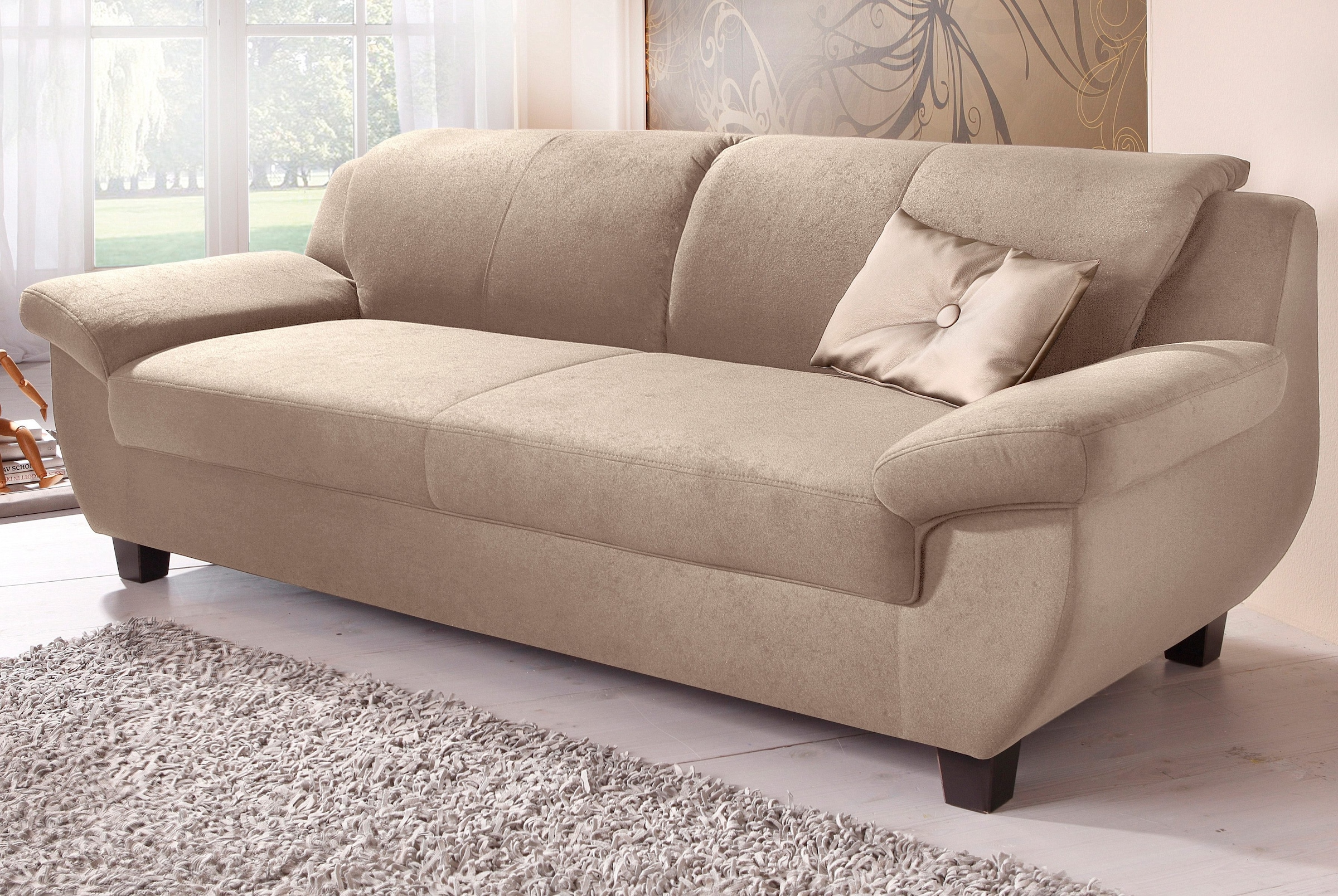 Home affaire 3-places »Yesterday Couch, B/T: 207/91 cm, belastbar bis 140kg/ Sitz« Microfaser, natur