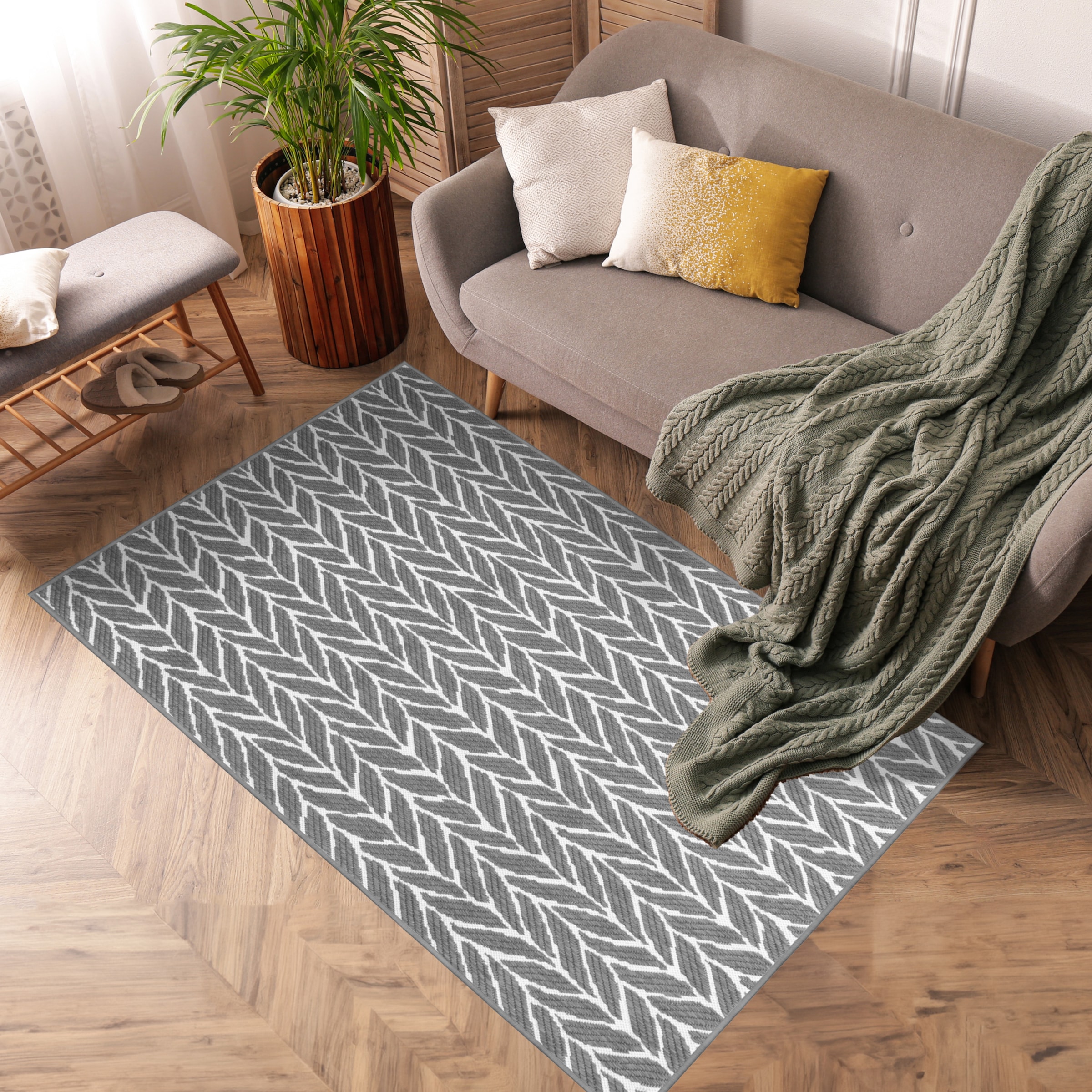 Primaflor-Ideen in Textil Teppich »Outdoorteppich REVERSO - Knitted Joy« rechteckig 5 mm Höhe Wendeteppich, Zopfmuster, In- und Outdoor geeignet, wasserfest