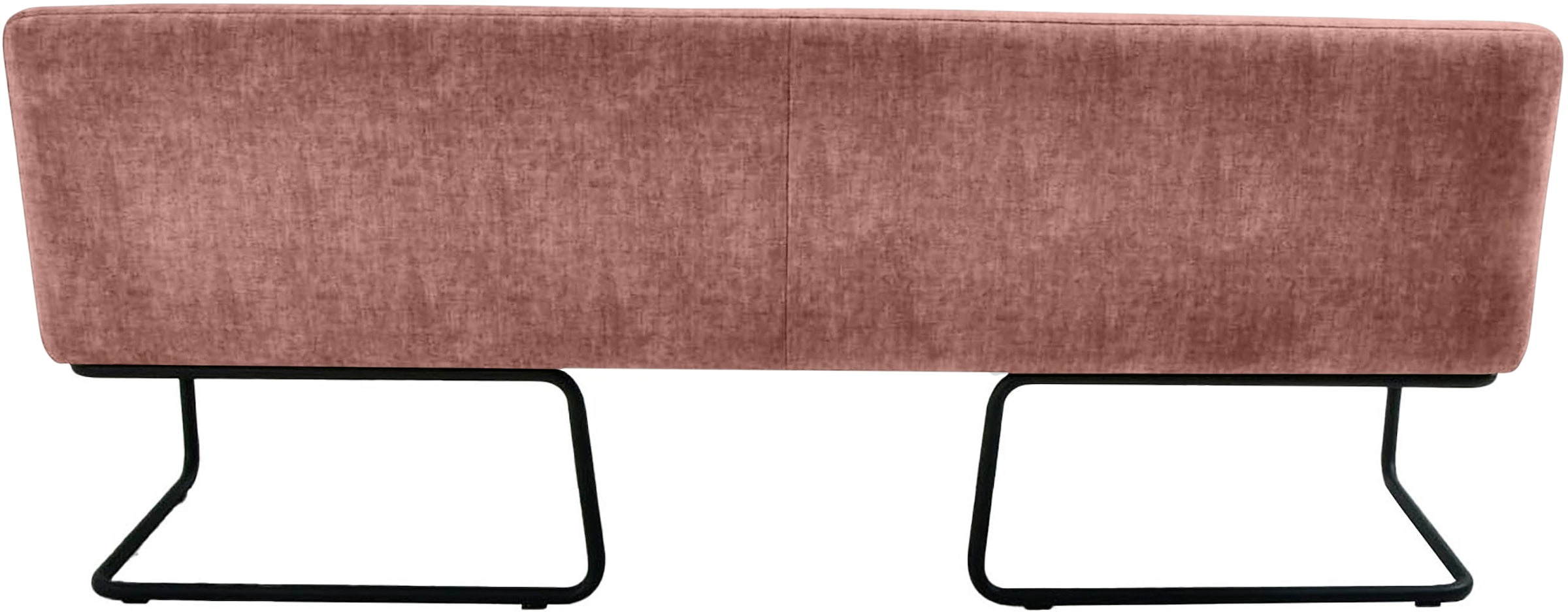 K+W Komfort & Wohnen Banc rembourré forme arrondie, patin tubulaire rond long courbé, en cuir ou tissu