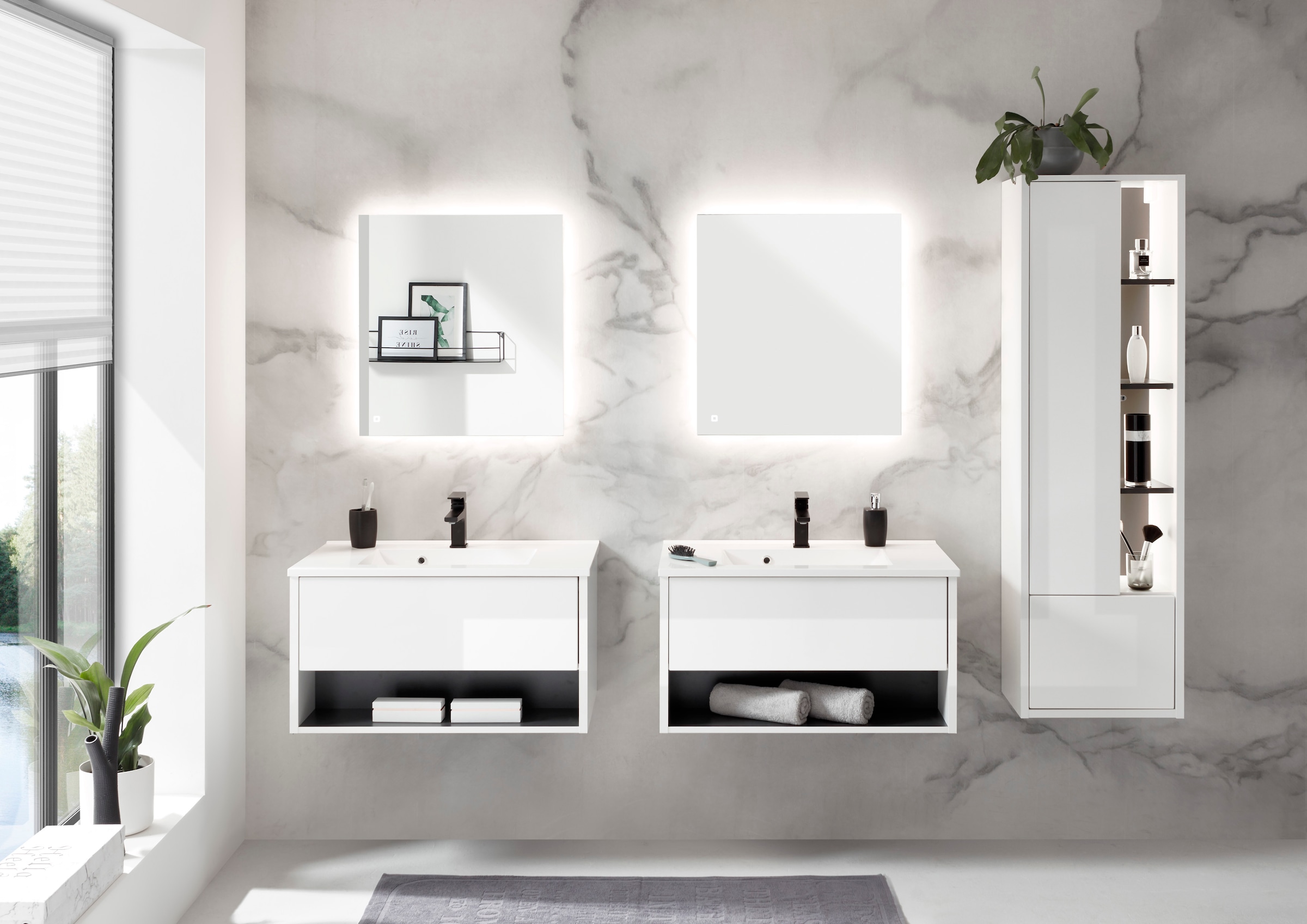 PLACES OF STYLE Badmöbel-Set »Studio Line, Bad im modernen Design, 5-teiliges Badezimmer« 5 Stk. tlg.