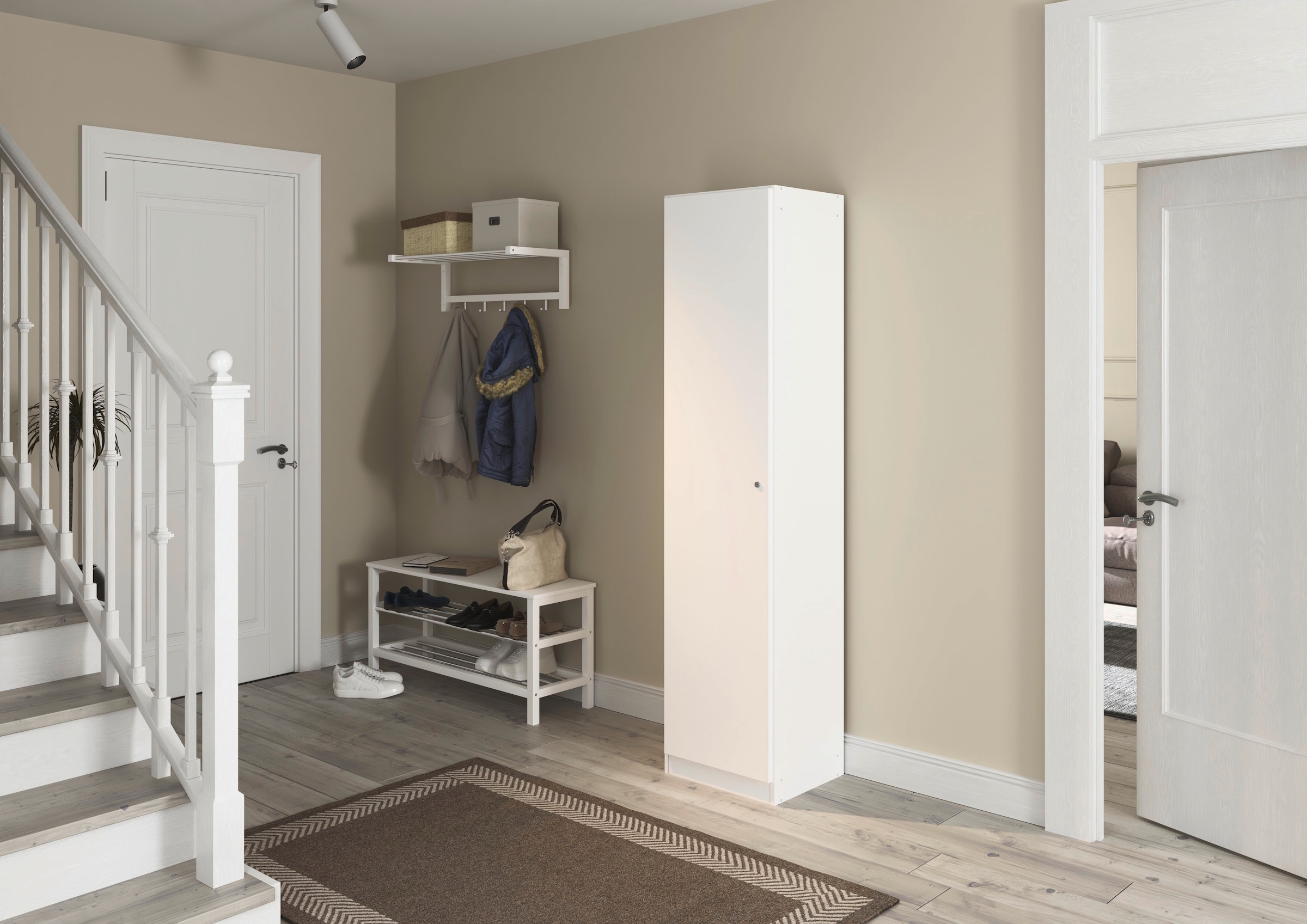 rauch Armoire multi-usages »Garderobe Kleiderschrank Schrank Schuhschrank Putzschrank MINOSA« Largeurs 47/69/91/136 cm, hauteurs 197/210 cm,  en 4 largeurs avec de nombreux plateaux amovibles pour beaucoup de rangement MADE IN GERMANY