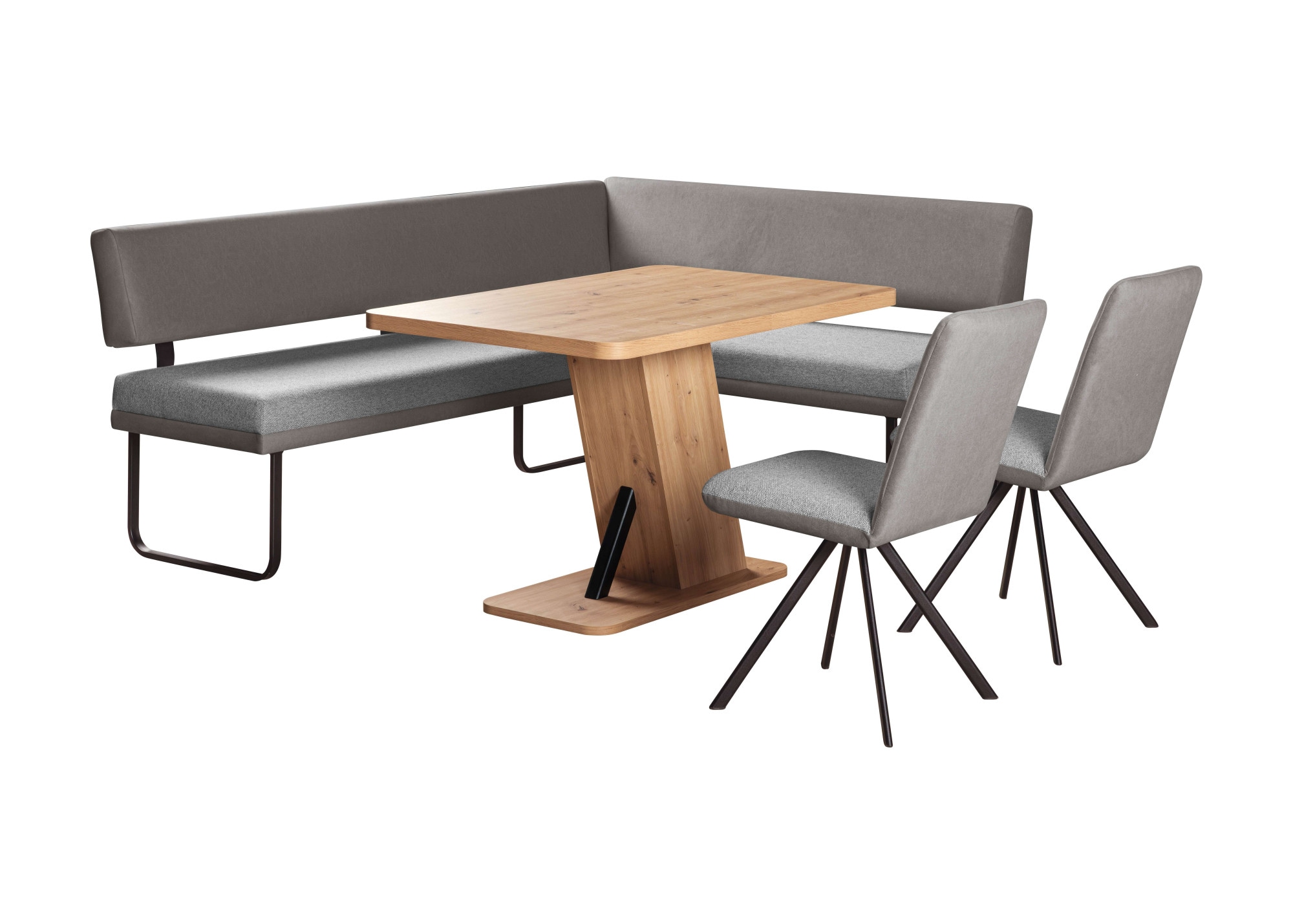 GOODproduct Ensemble de bancs d'angle »Gabi Essecke, Sitzgruppe, Eckbankgruppe, Küchenbankgruppe« Ensemble, 4tlg, 4 pièces tlg. Gestell aus matt-schwarzem Flachmetall, stabil, 2-Stoff-Design