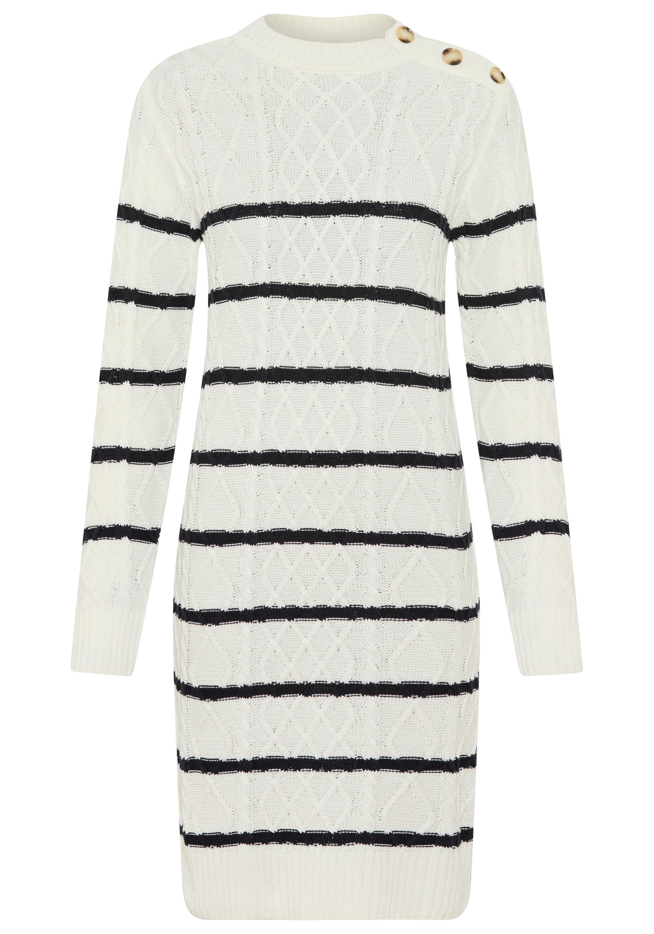 Laura Scott Strickkleid Ohne Taschen mit Zopfstrickmuster und Zierknöpfen - NEUE KOLLEKTION