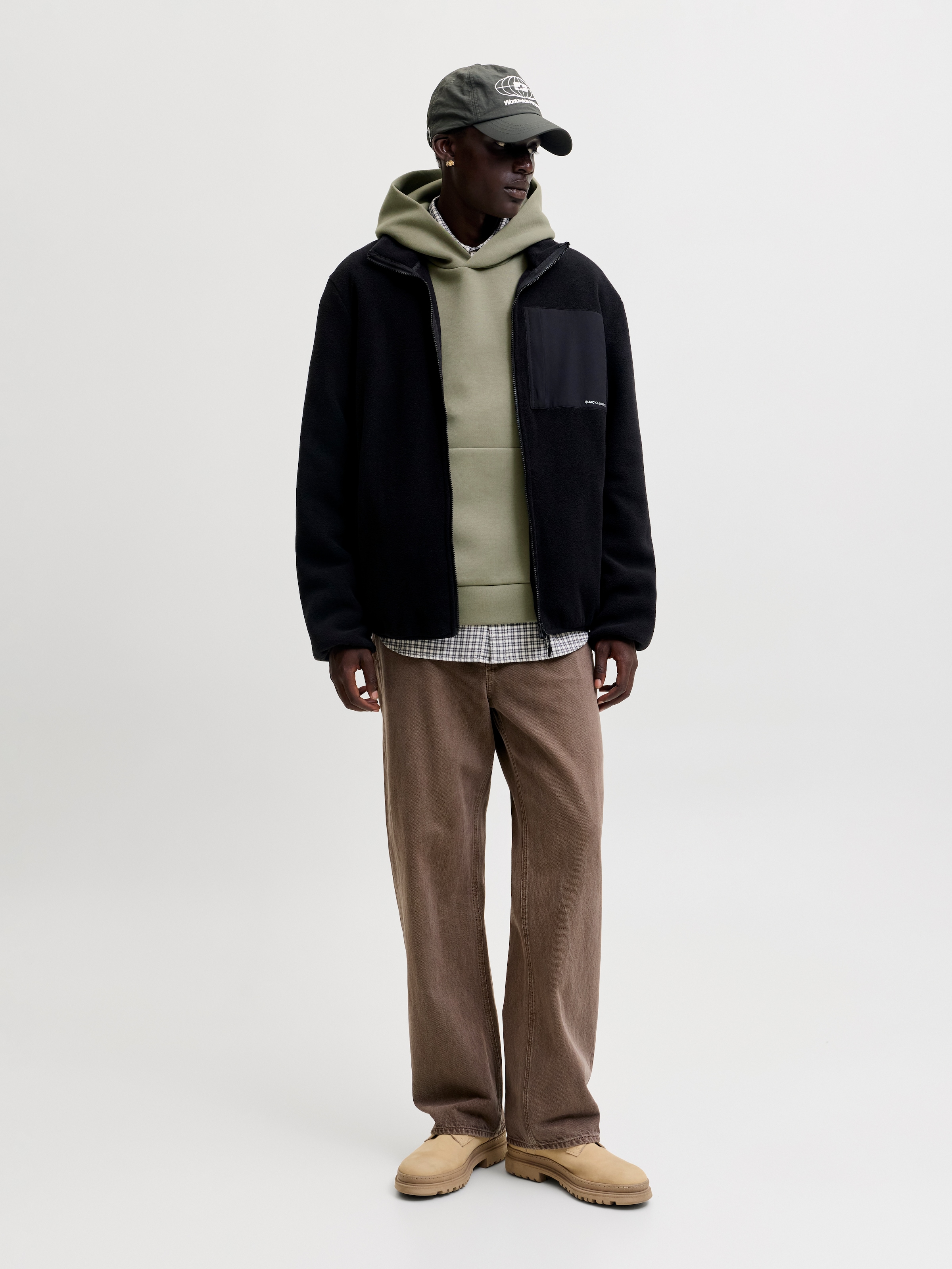 Jack & Jones Sweat à capuche »JJEBARRON SWEAT HOOD NOOS«, mélange de matières, coupe décontractée
