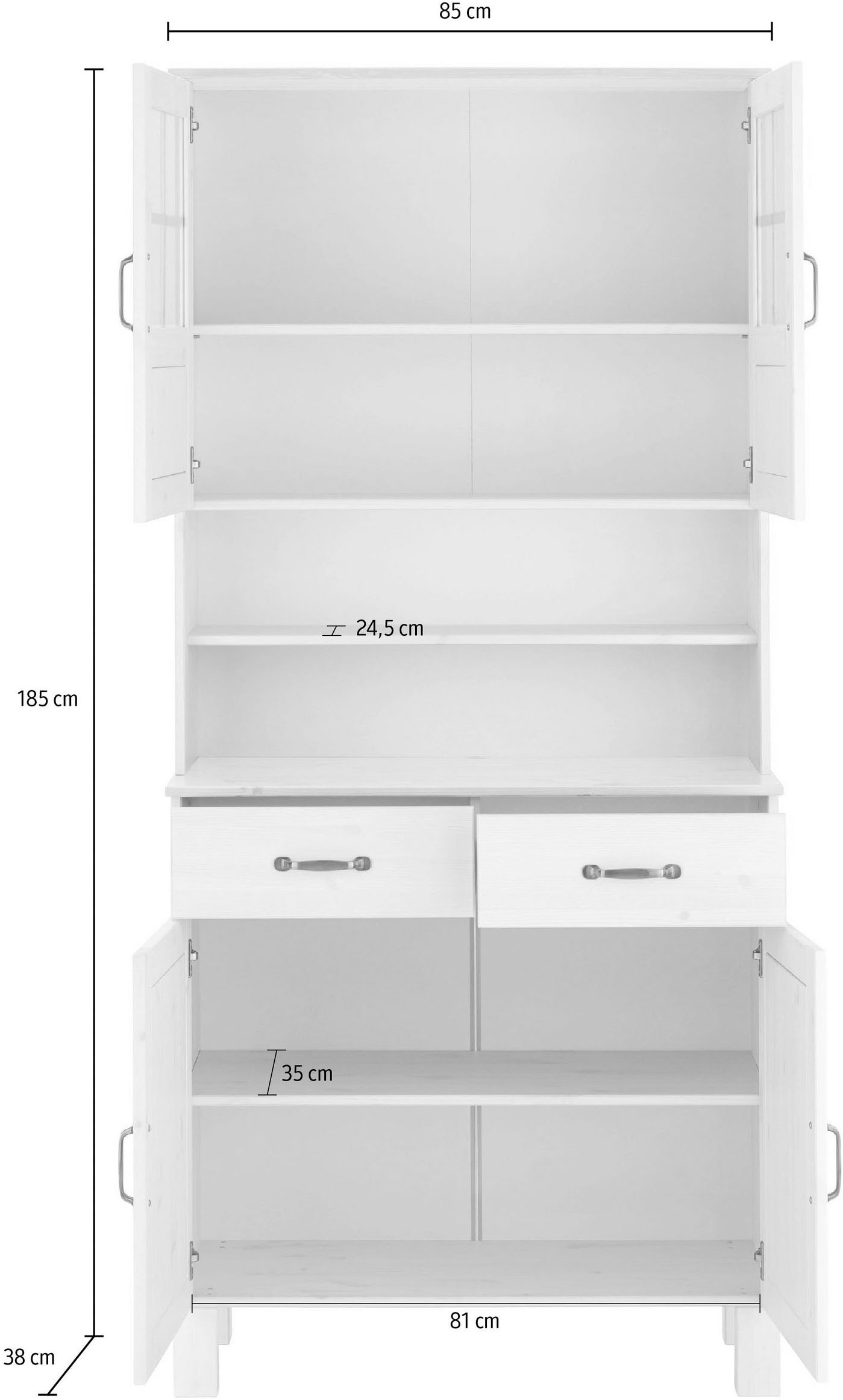 Home affaire Buffet de cuisine »Alby« Largeur 85 cm, 2 portes en verre