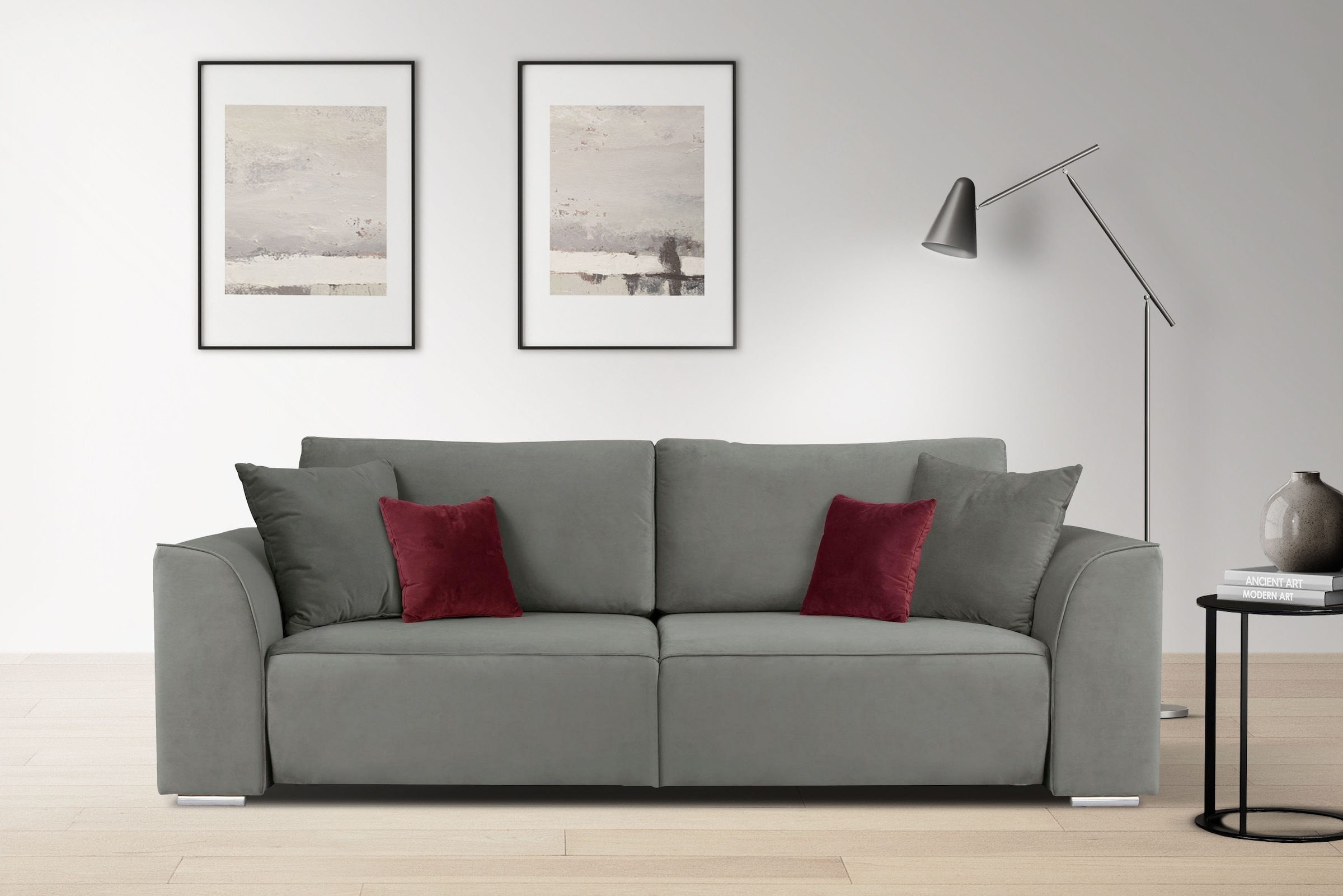 GOODproduct 3-Sitzer »BEATRICE, B: 250 cm - wahlweise mit Bettfunktion« u. Bettkasten, incl. 2 Zierkissen