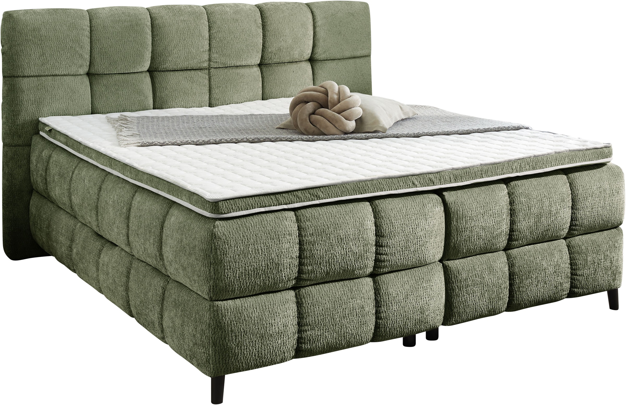 Jockenhöfer Gruppe Lit de boxe »Molly in der Breite 180cm, inkl. Bettkasten« matelas TTFK 7 zones, surmatelas en mousse froide, différentes couleurs