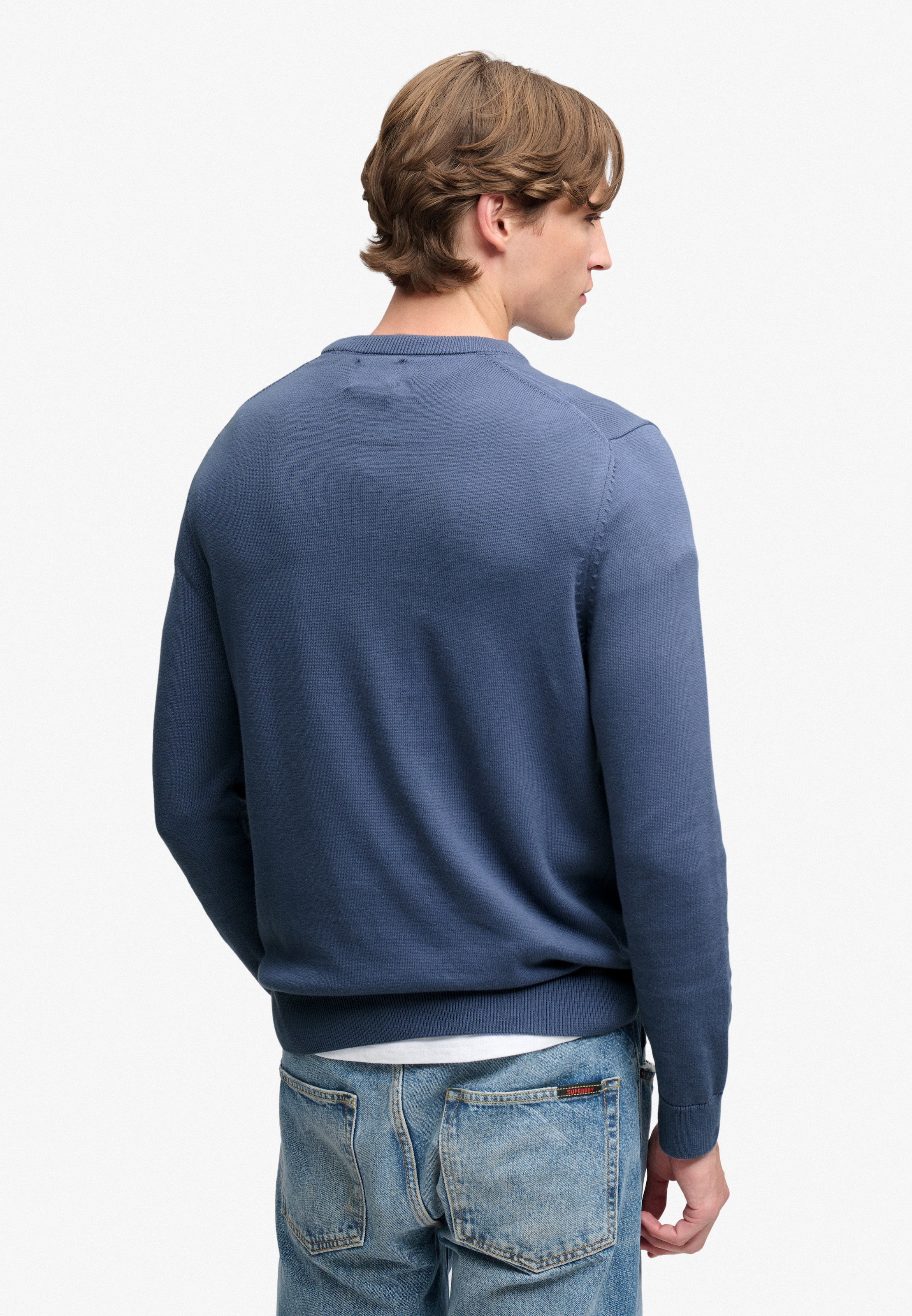Superdry Rundhalspullover »PREP ESSENTIAL COTTON JUMPER« Baumwolle, slim fit